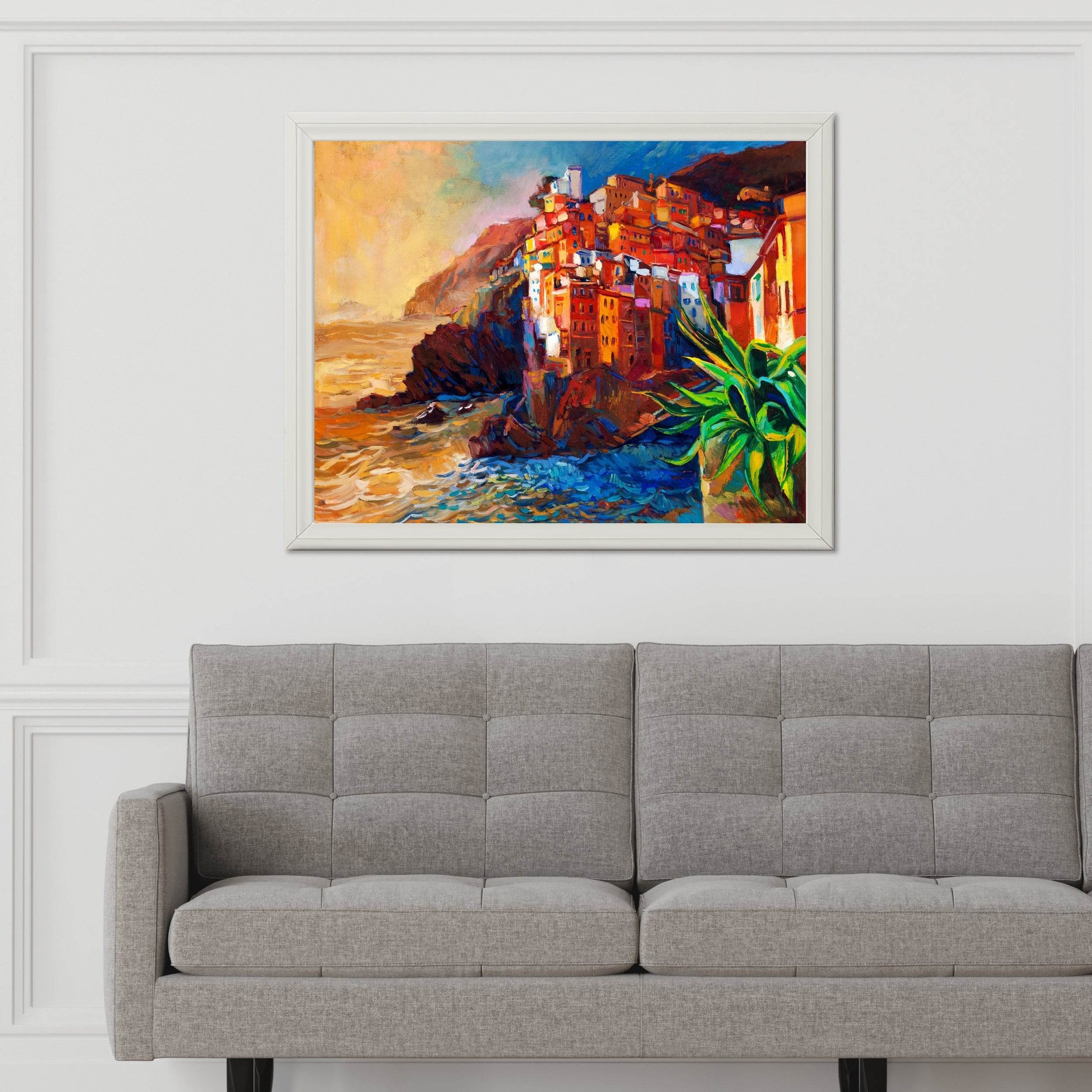 Watercolor Painting Of Coastal Buildings Wall Art - beink online art store