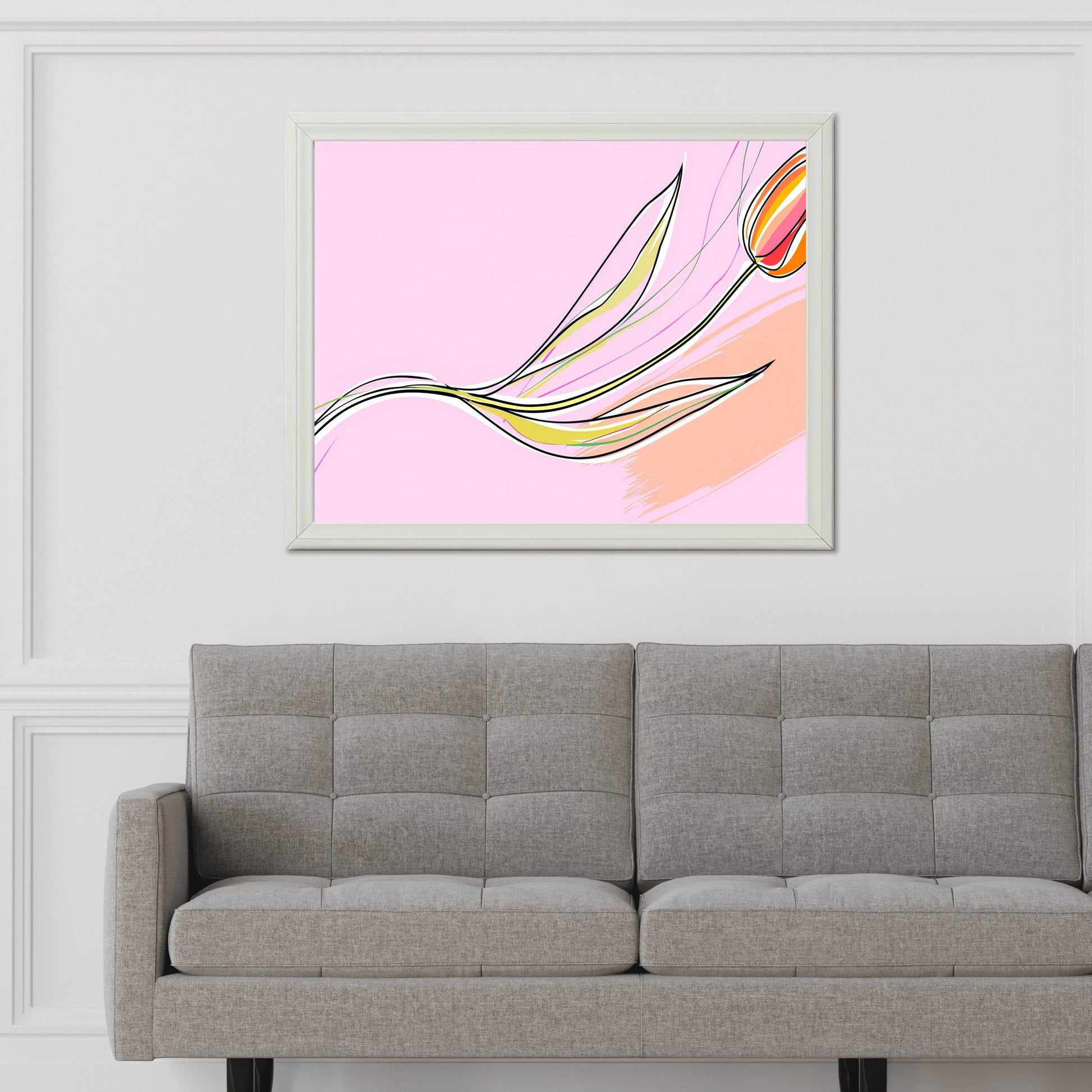 Handmade Plant with Pink Background Abstract Wall Art - beink online art store