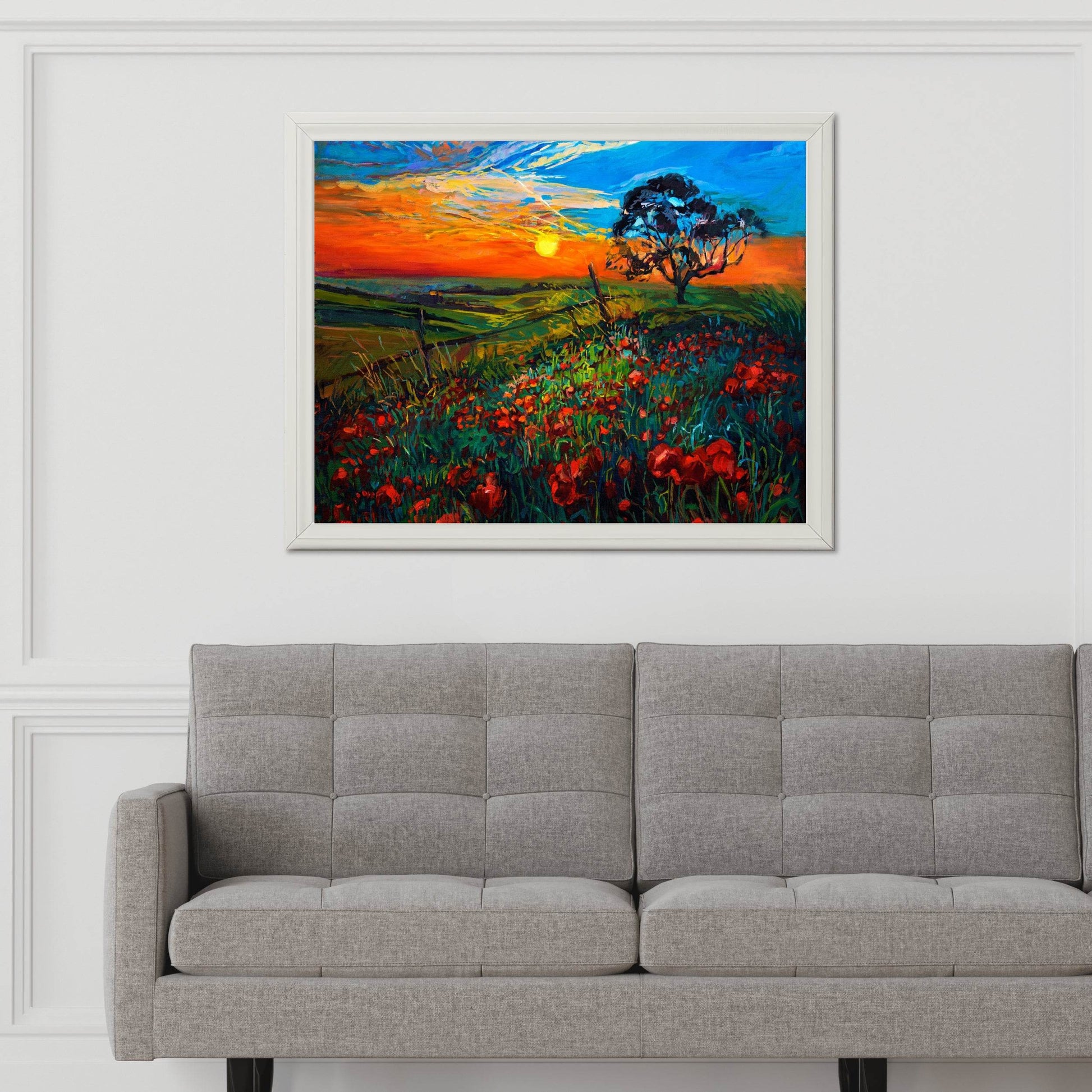 Sunset Painting In The Flower Garden Wall Art - beink online art store