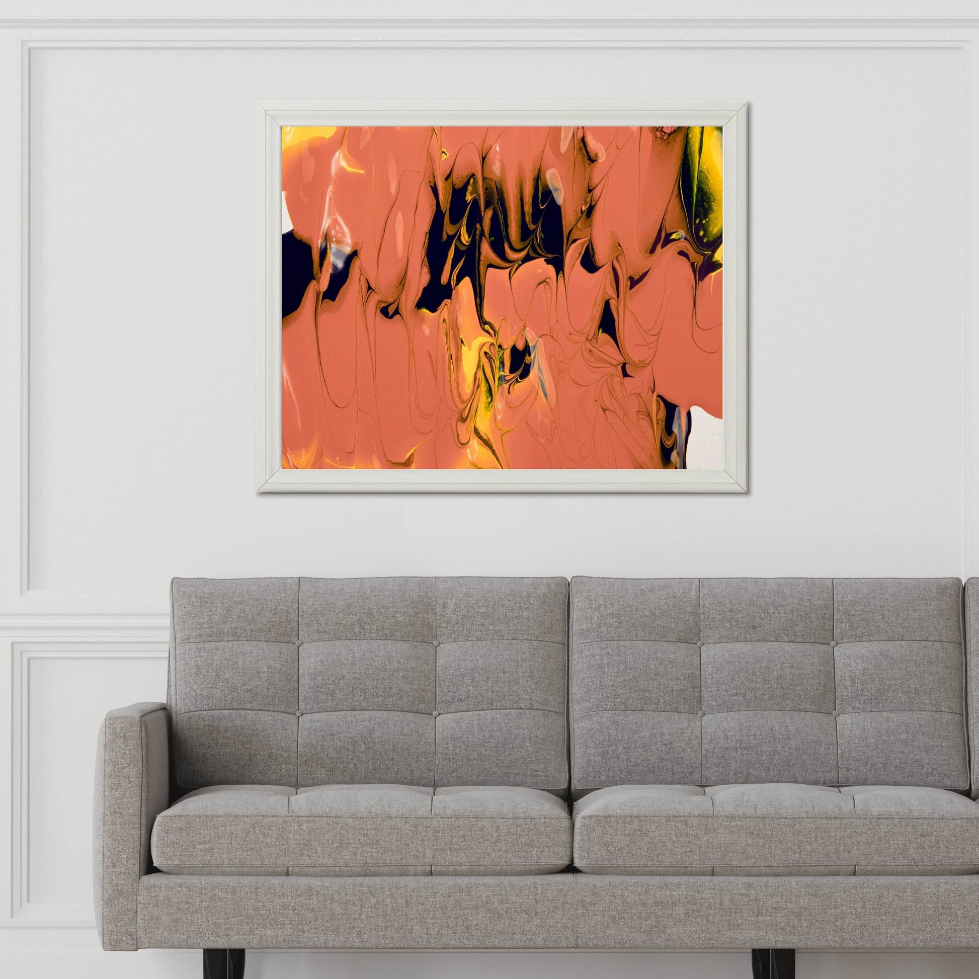 Black Paint Mixing With Yellow Abstract Wall Art - beink online art store