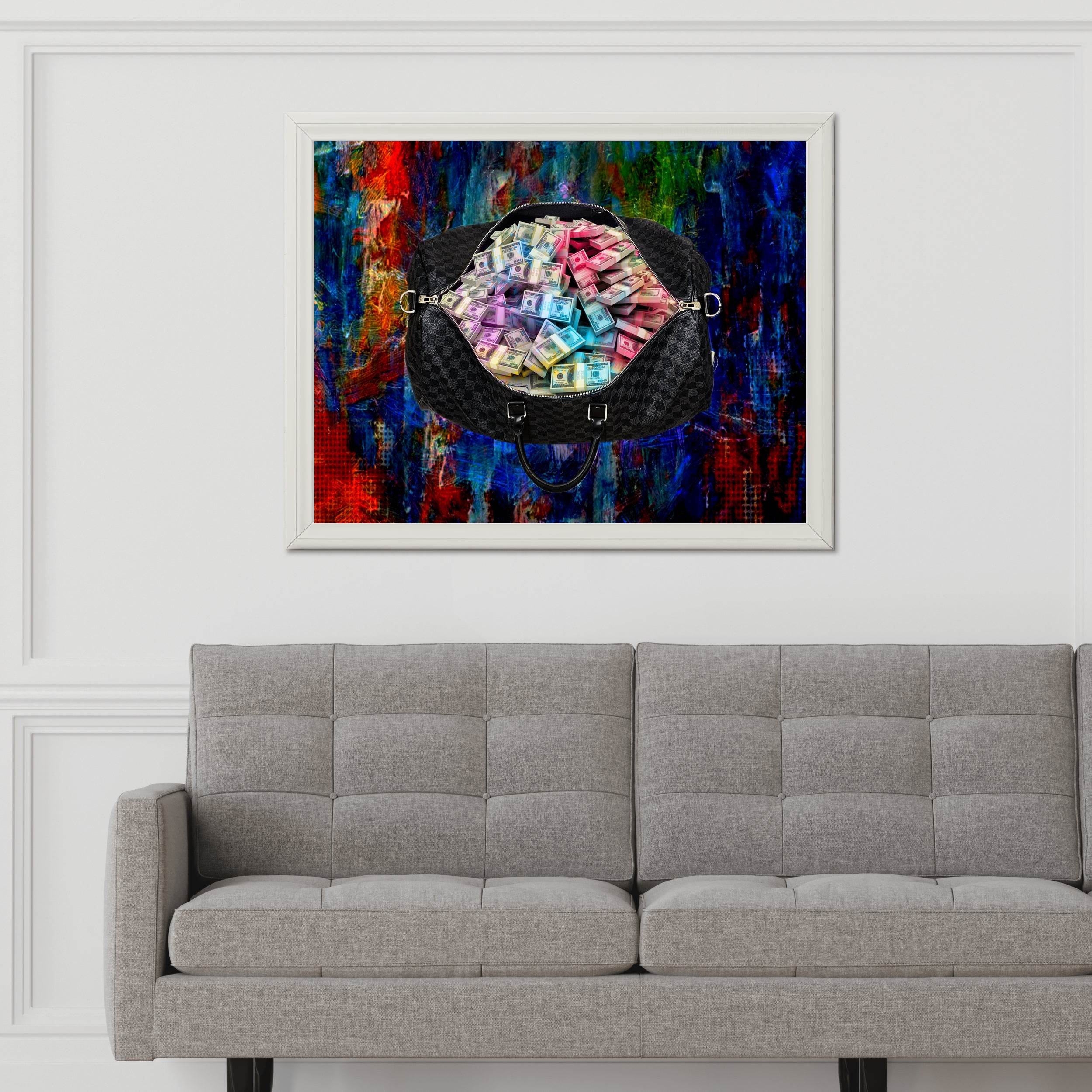 Duffle Bag Full of Money Wall Art - beink online art store