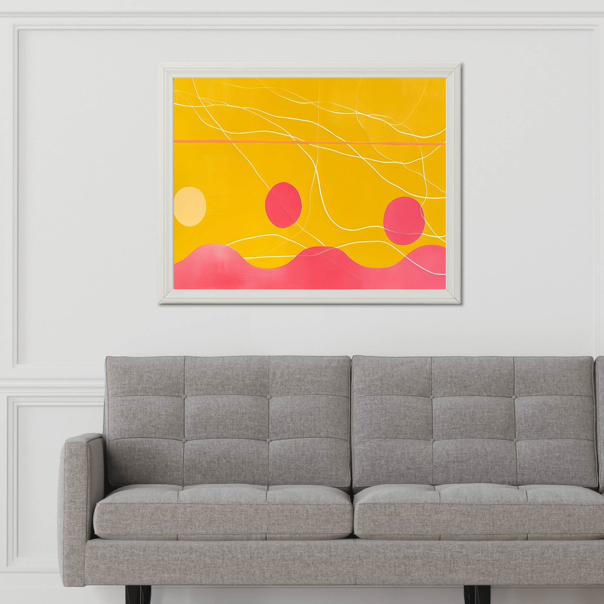 Floating Circles Abstract with Vibrant Waves - beink online art store