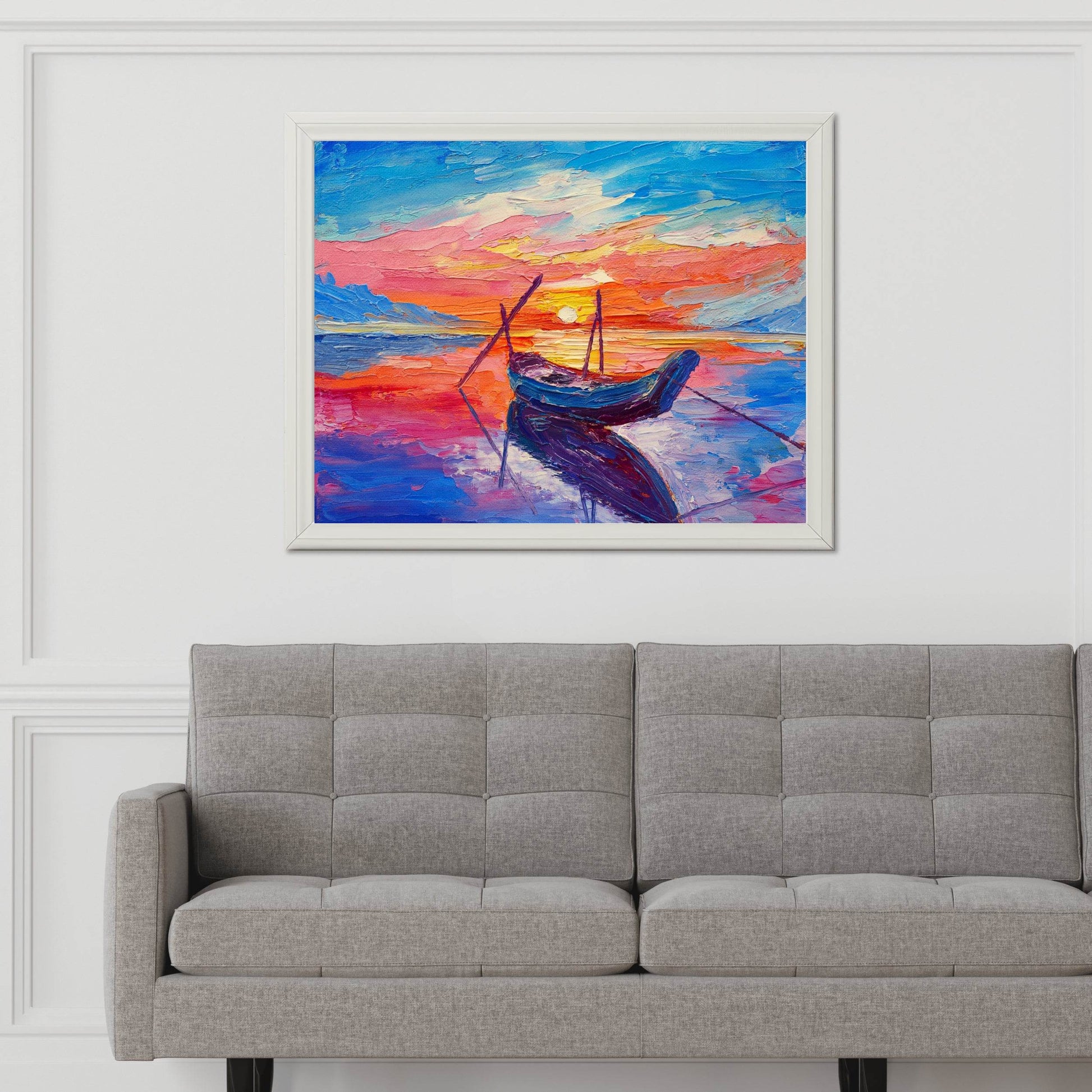 Oil Painting of Boat Over The Ocean Wall Art - beink online art store