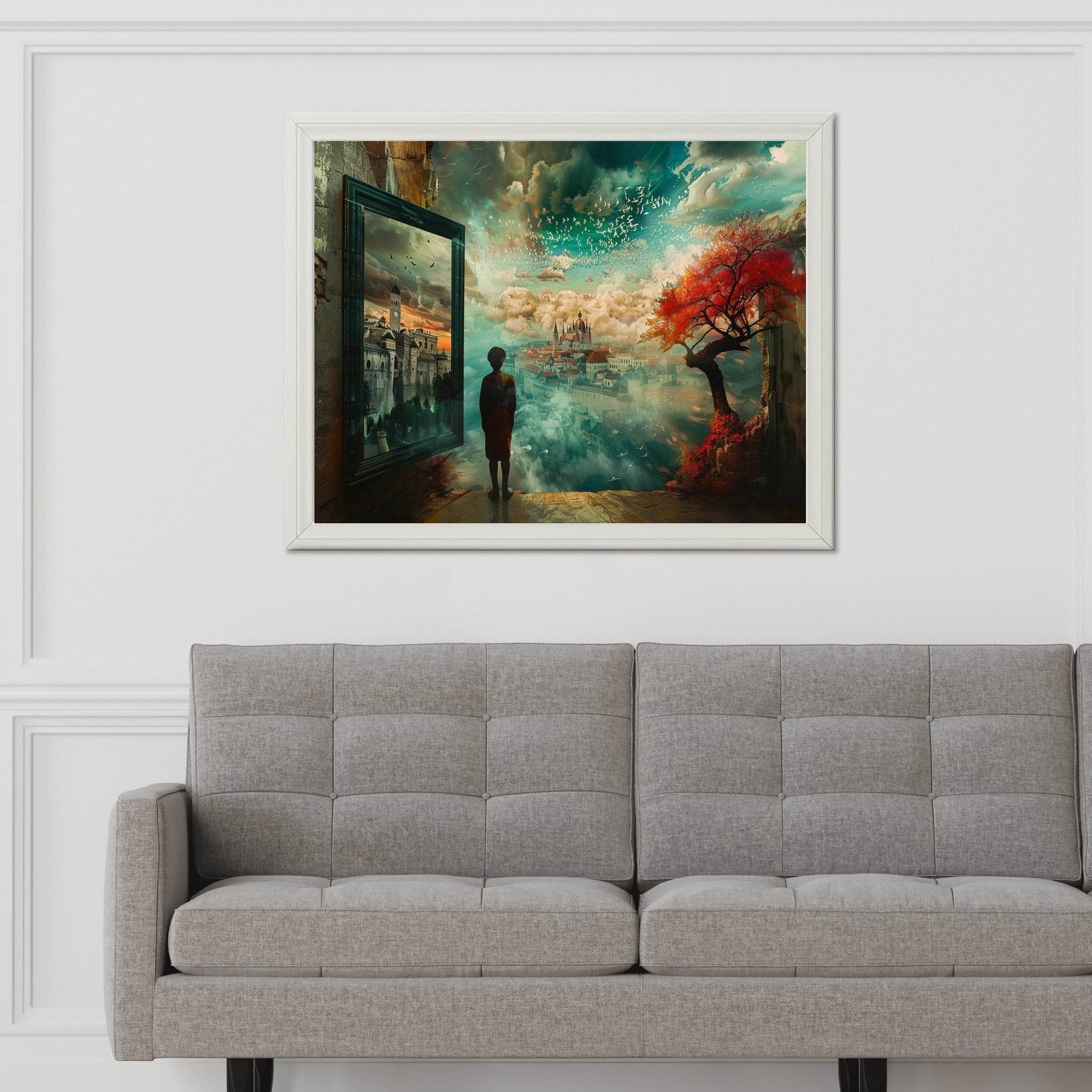 Digital Art of a Man is Looking at the Buildings - beink online art store