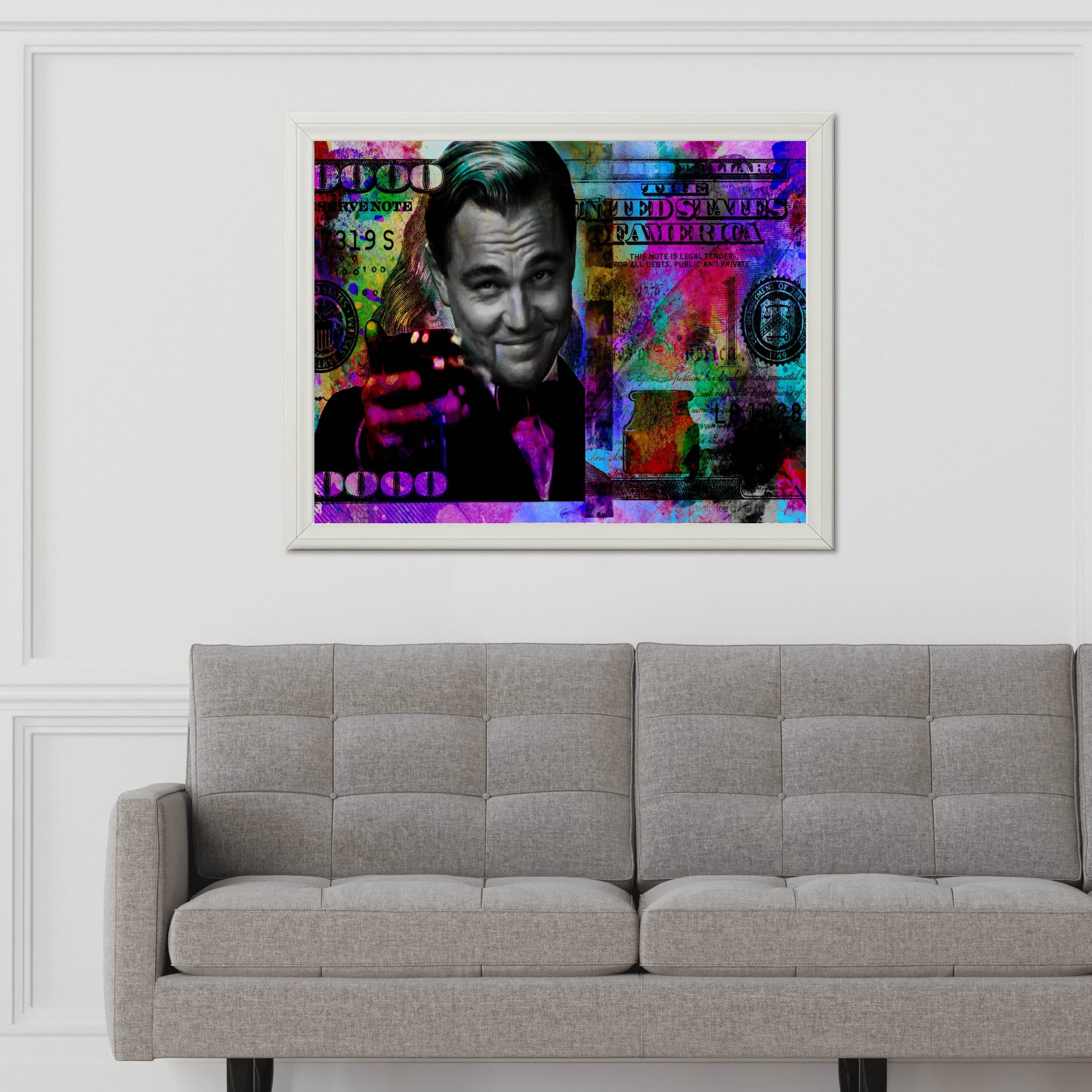 Leonardo DiCaprio - Colorful Dollar Background Wall Art - beink online art store