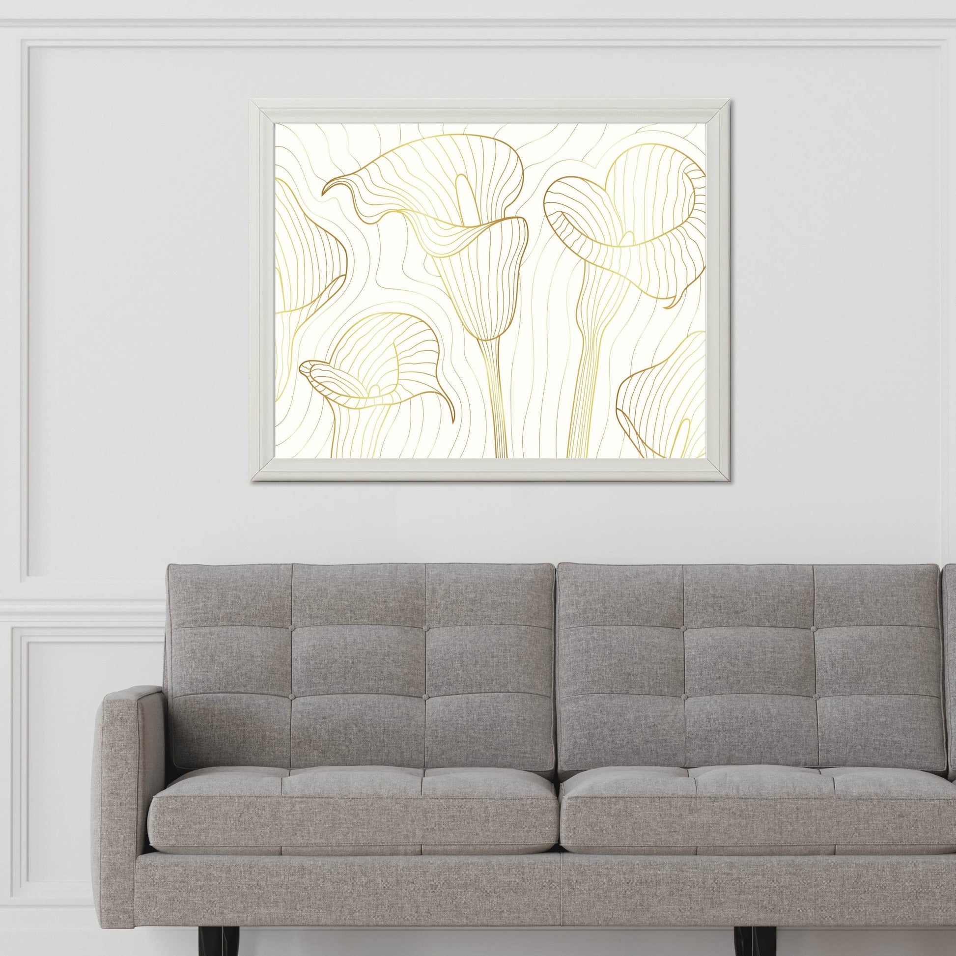 White Trumpet Flower Branch Wall Art - beink online art store