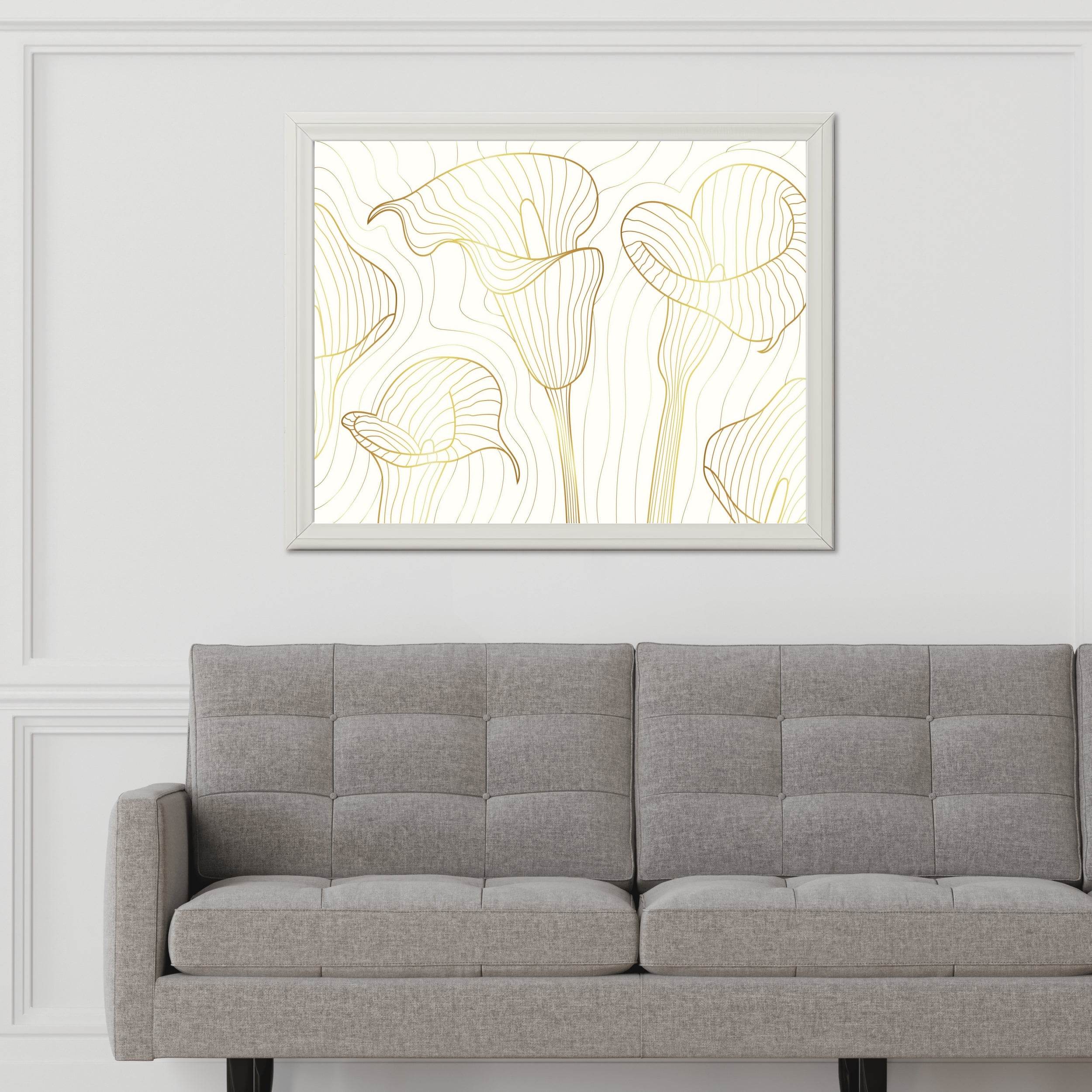White Trumpet Flower Branch Wall Art - beink online art store