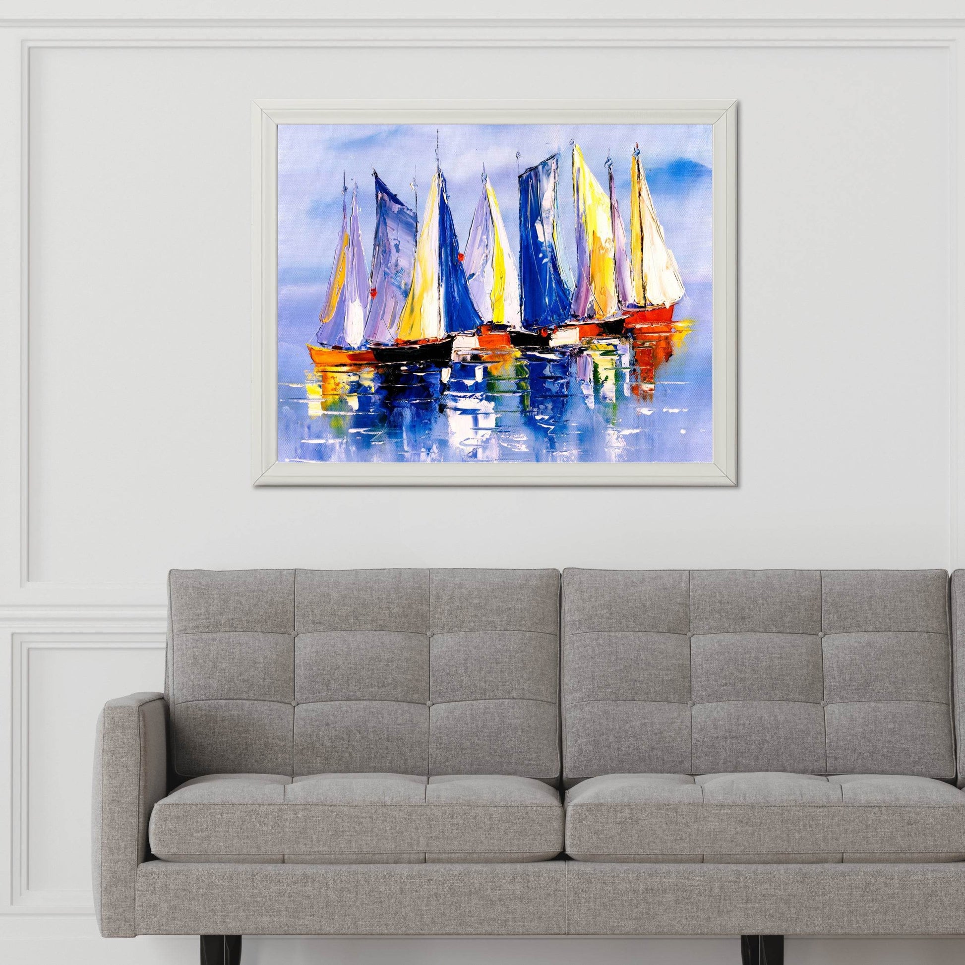 Oil Painting of Colorful Sailboats Wall Art - beink online art store