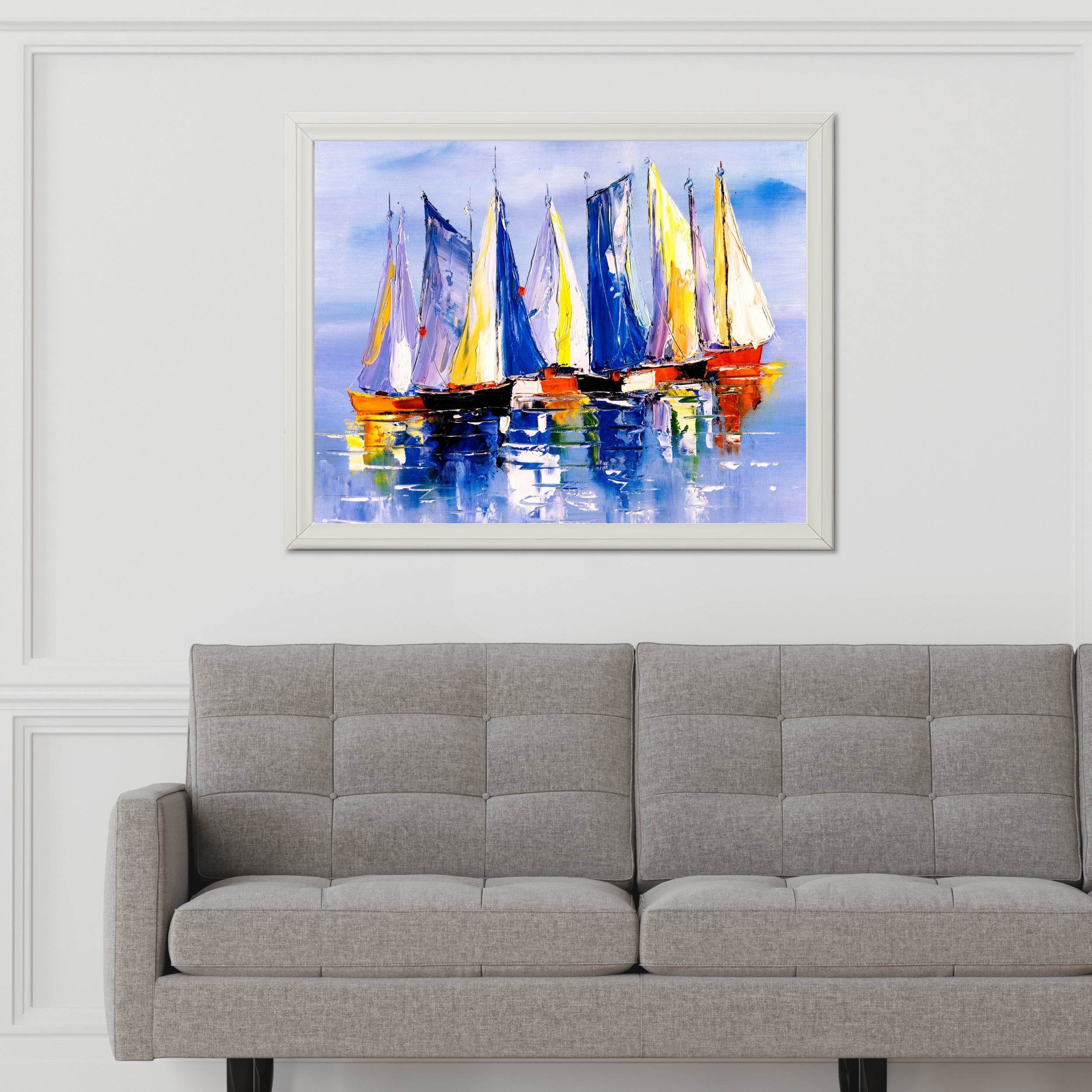 Oil Painting of Colorful Sailboats Wall Art - beink online art store