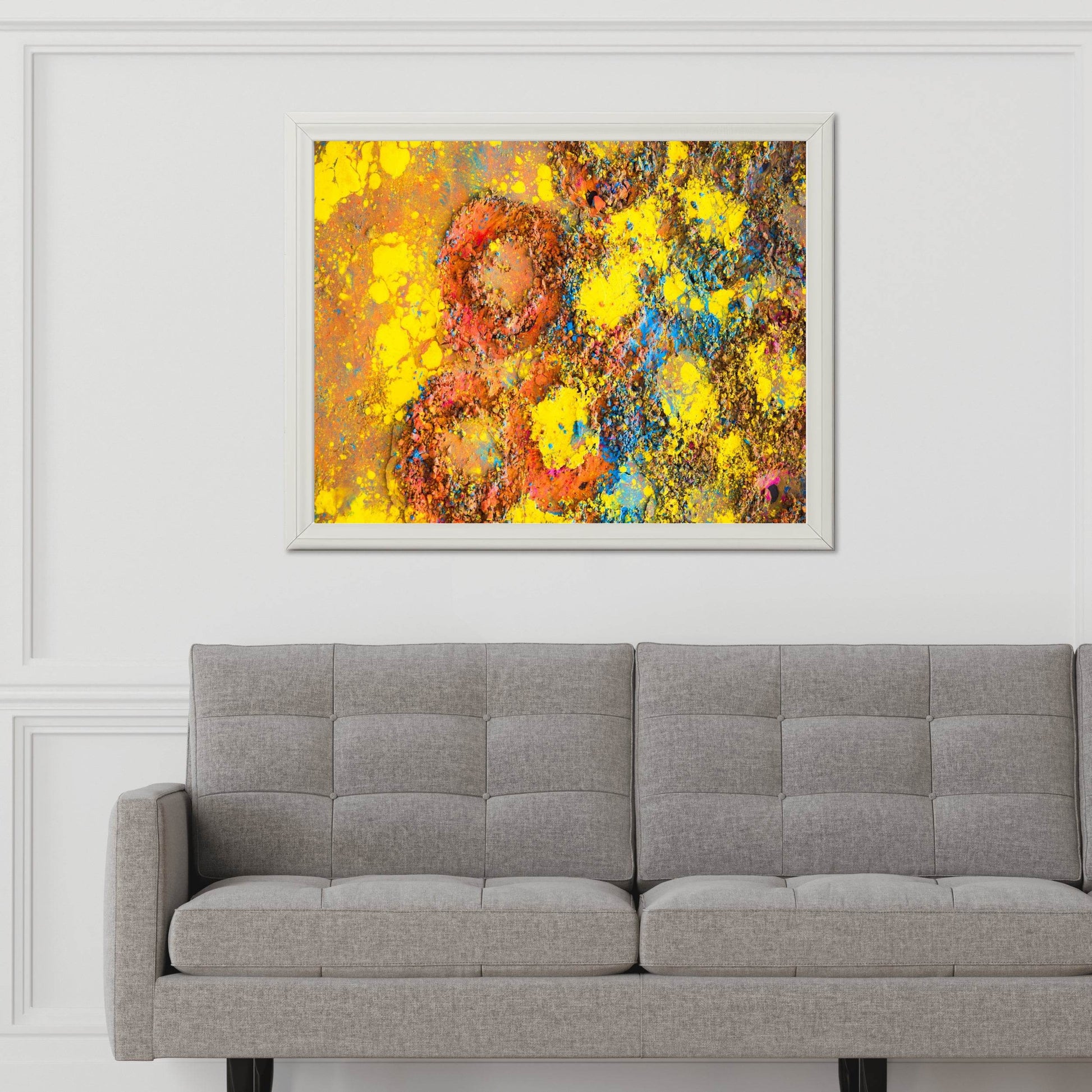 Round Prints on Painted Surface Abstract Wall Art - beink online art store