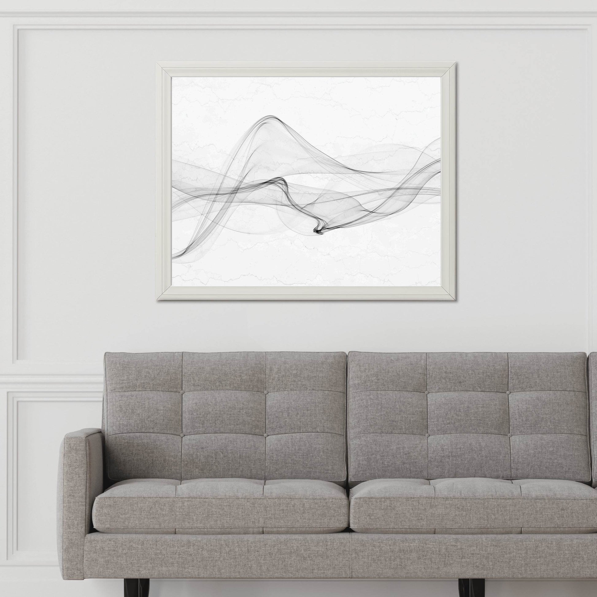 Wavy Black Net With White Background Abstrat Wall Art - beink online art store