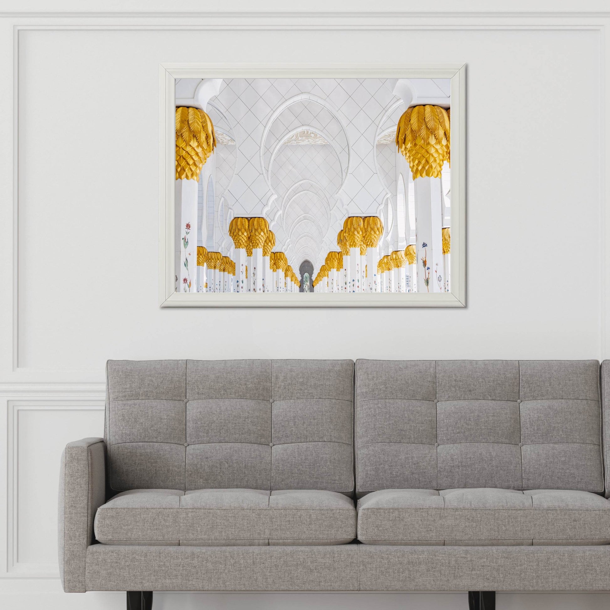 A Symphony of Gold & White Wall Art - beink online art store