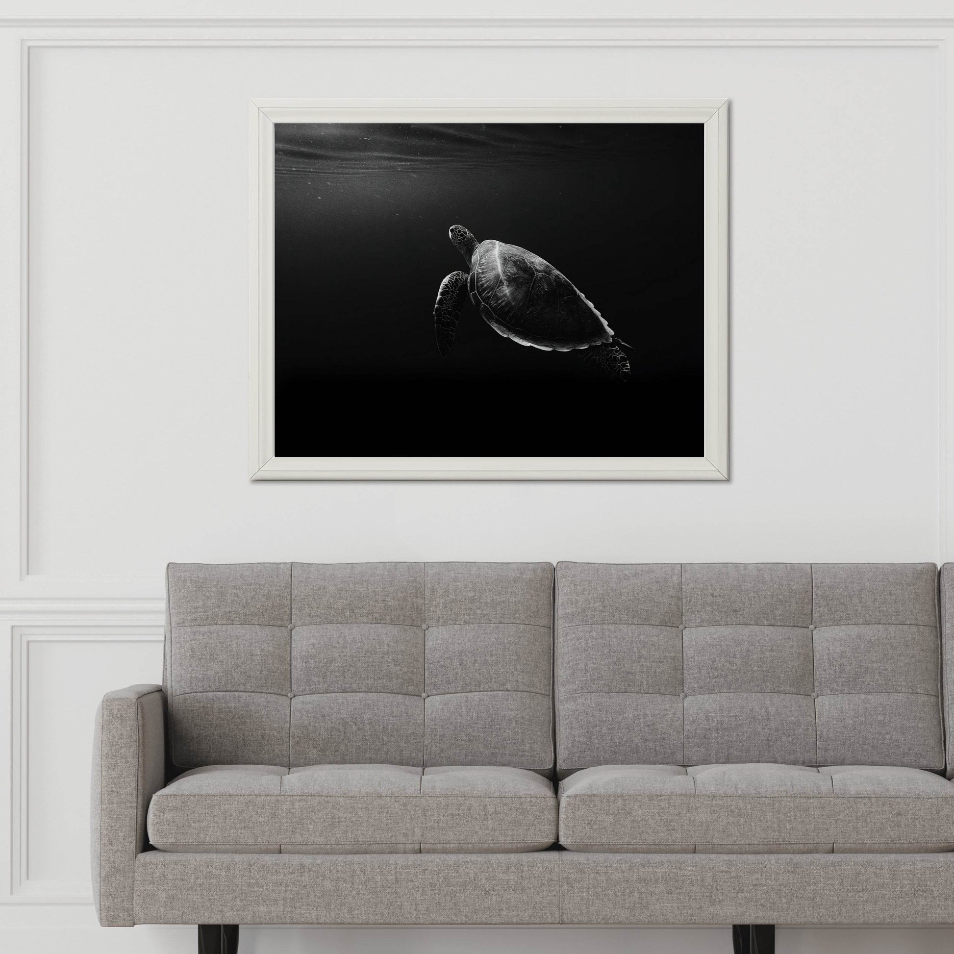Green Sea Turtle Black & White Wall Art - beink online art store