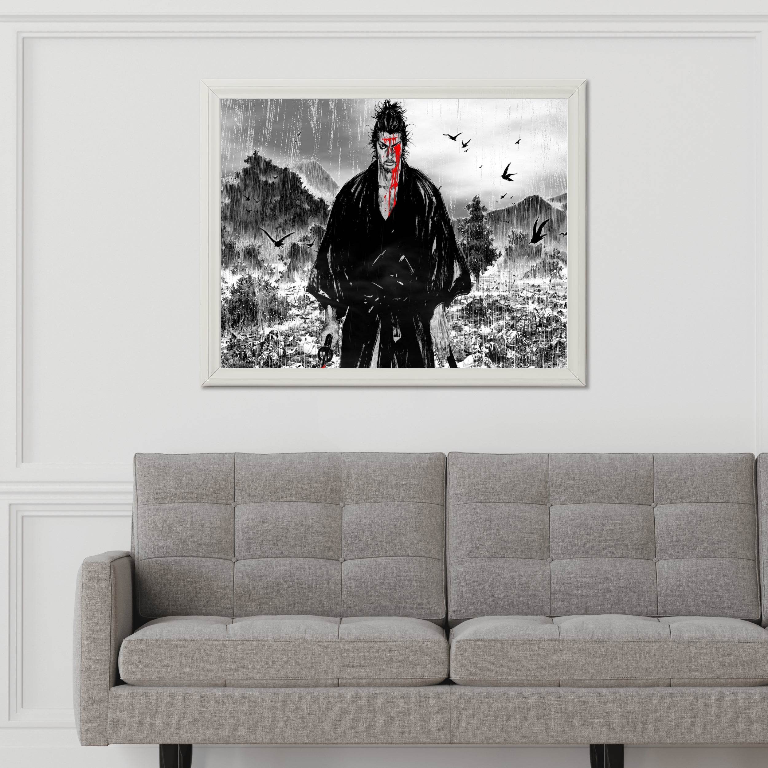 Black and White Vagabond Miyamoto Musashi Anime Wall Art - beink online art store