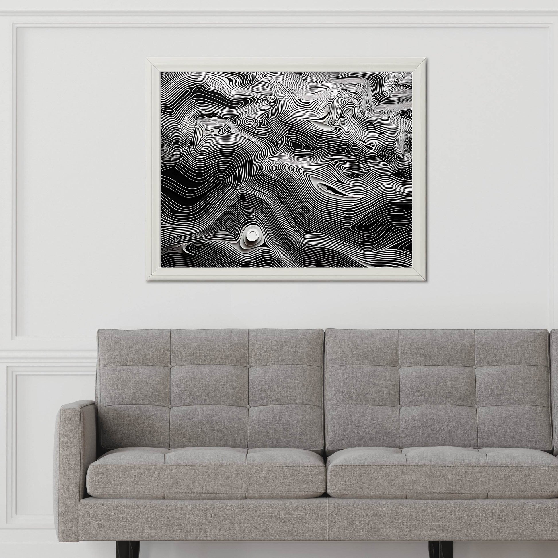 Wavy White Topography Abstract Wall Art - beink online art store