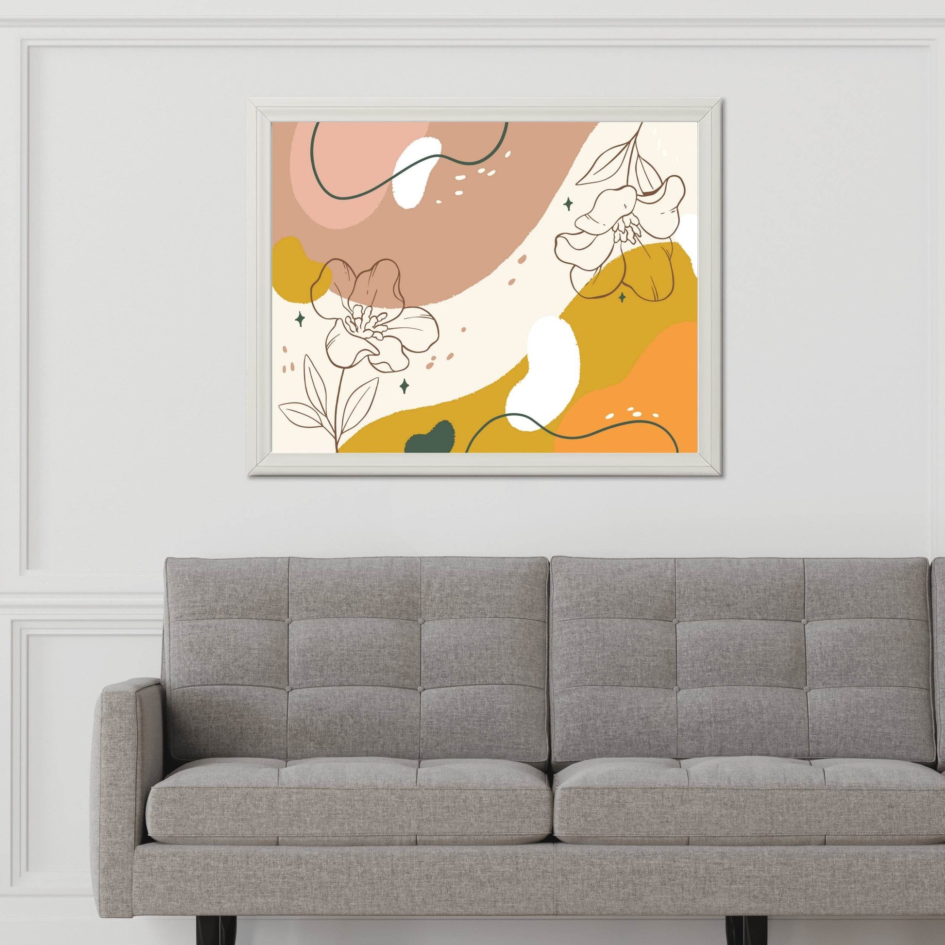 Zinnia Elegans Flower Leaves Wall Art - beink online art store