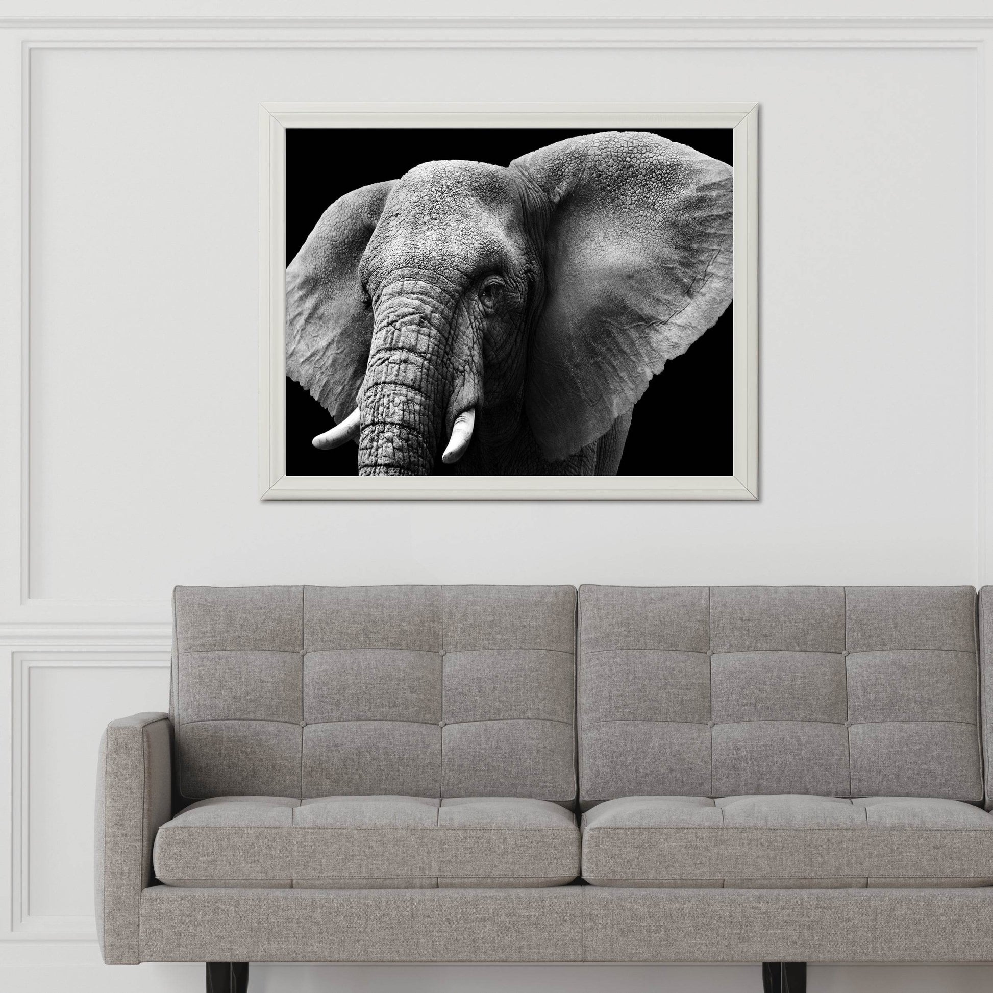 African Bush Elephant Black & White Wall Art - beink online art store