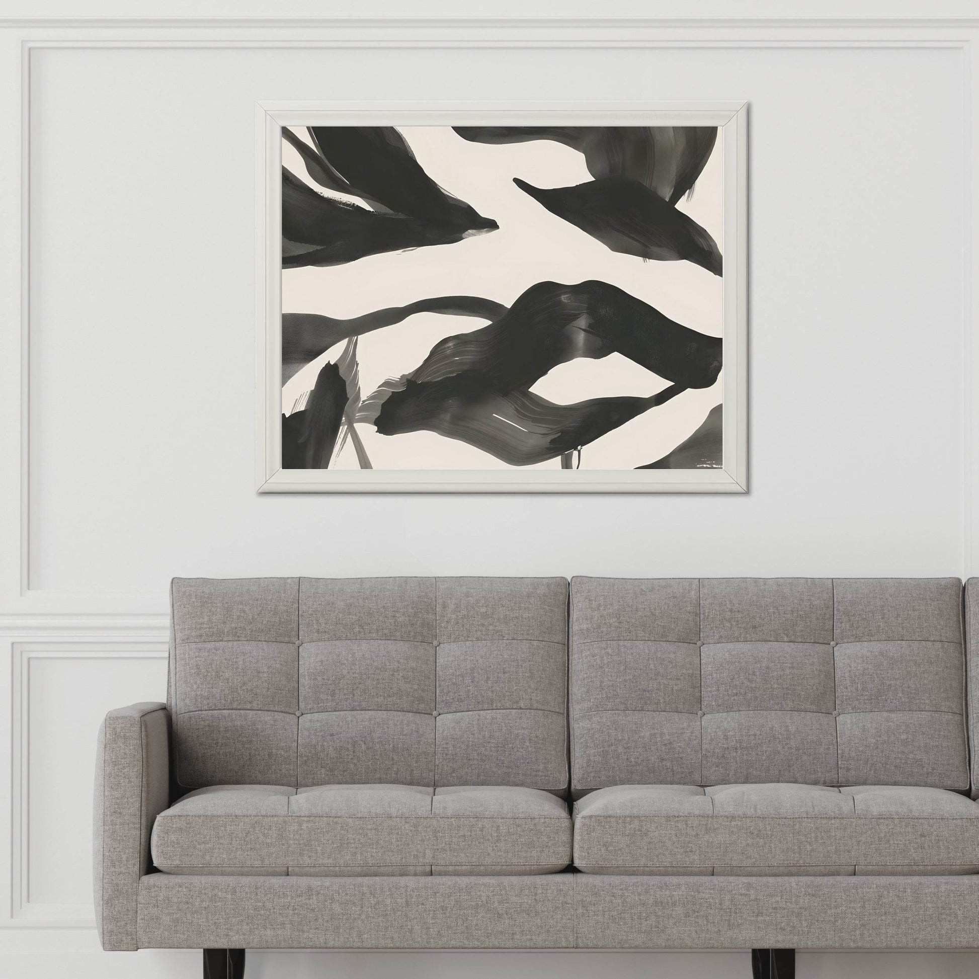 Dark Currents- Fluid Movement of the Black Lines Wall Art - beink online art store