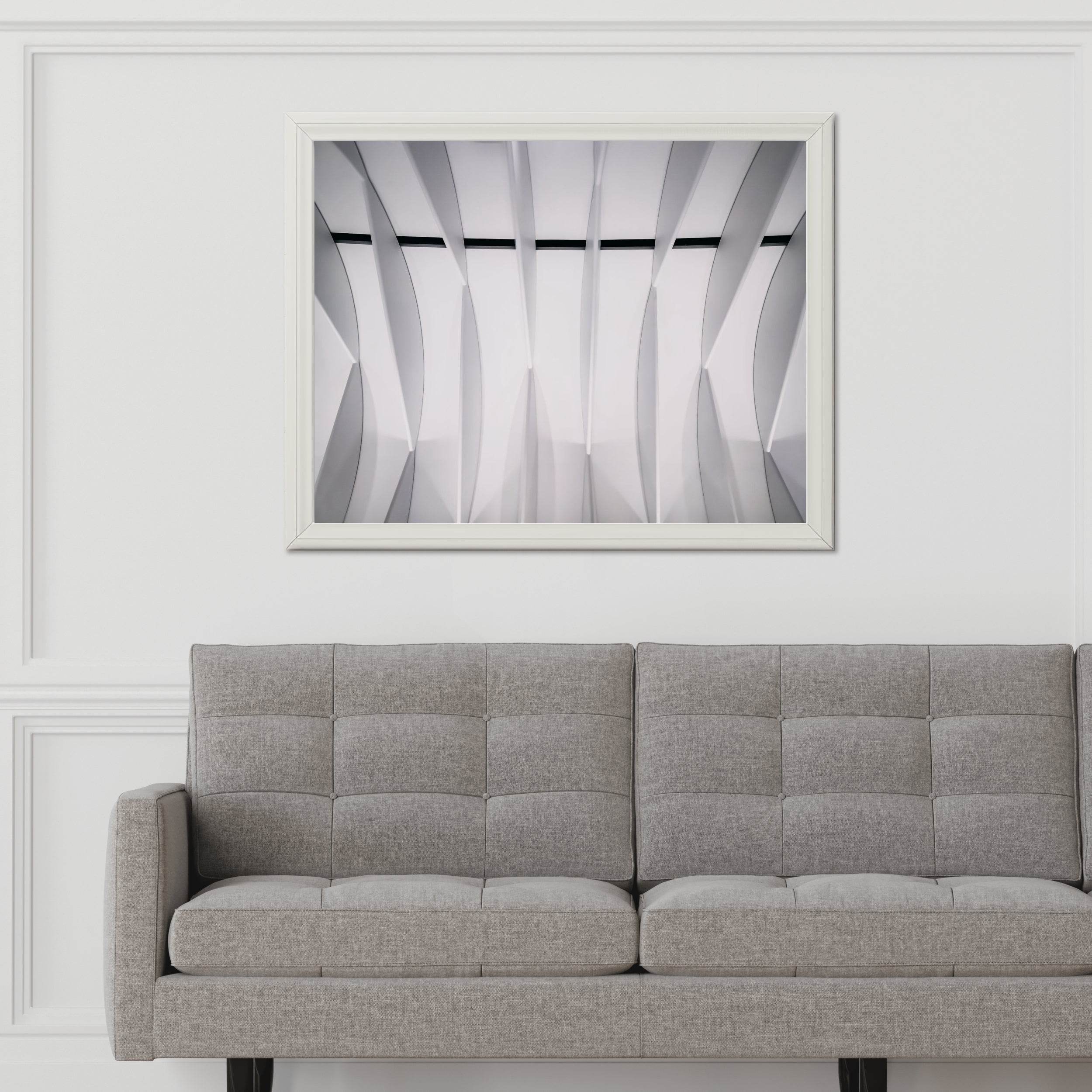 Geometric White Waves Wall Art - beink online art store