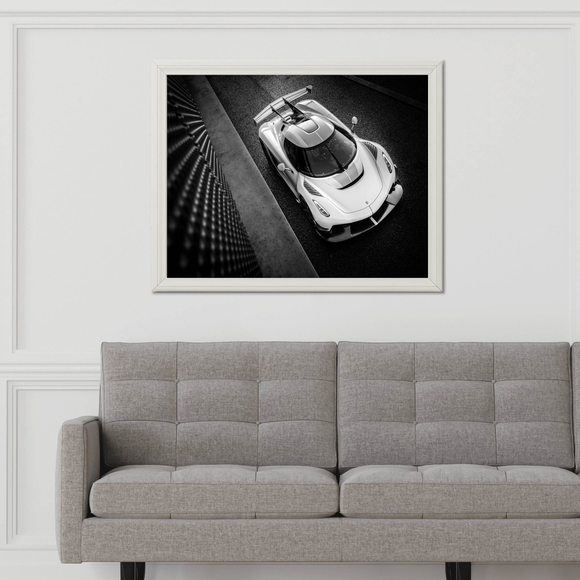 Koenigsegg Jesko Sport Car Black & White Wall Art - beink online art store