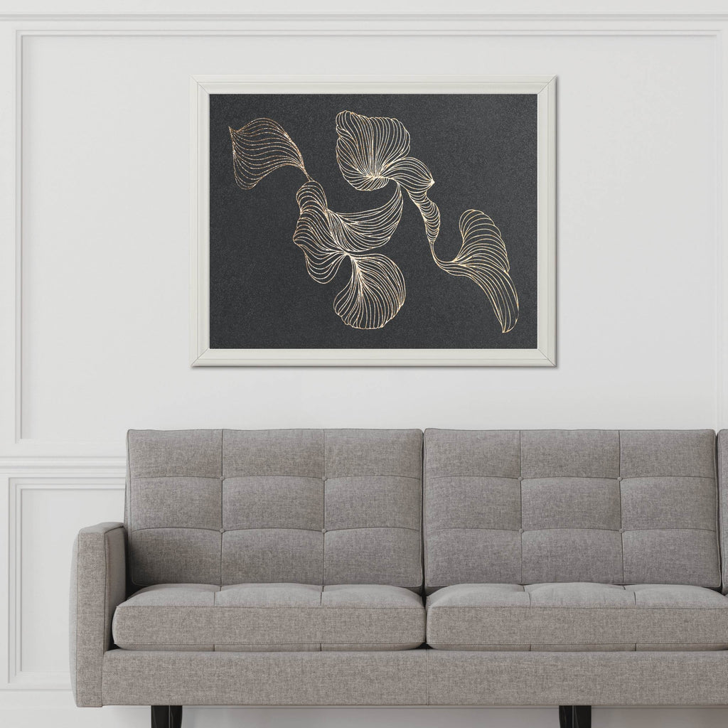 Golden Swirl Lines Design Wall Art - beink online art store