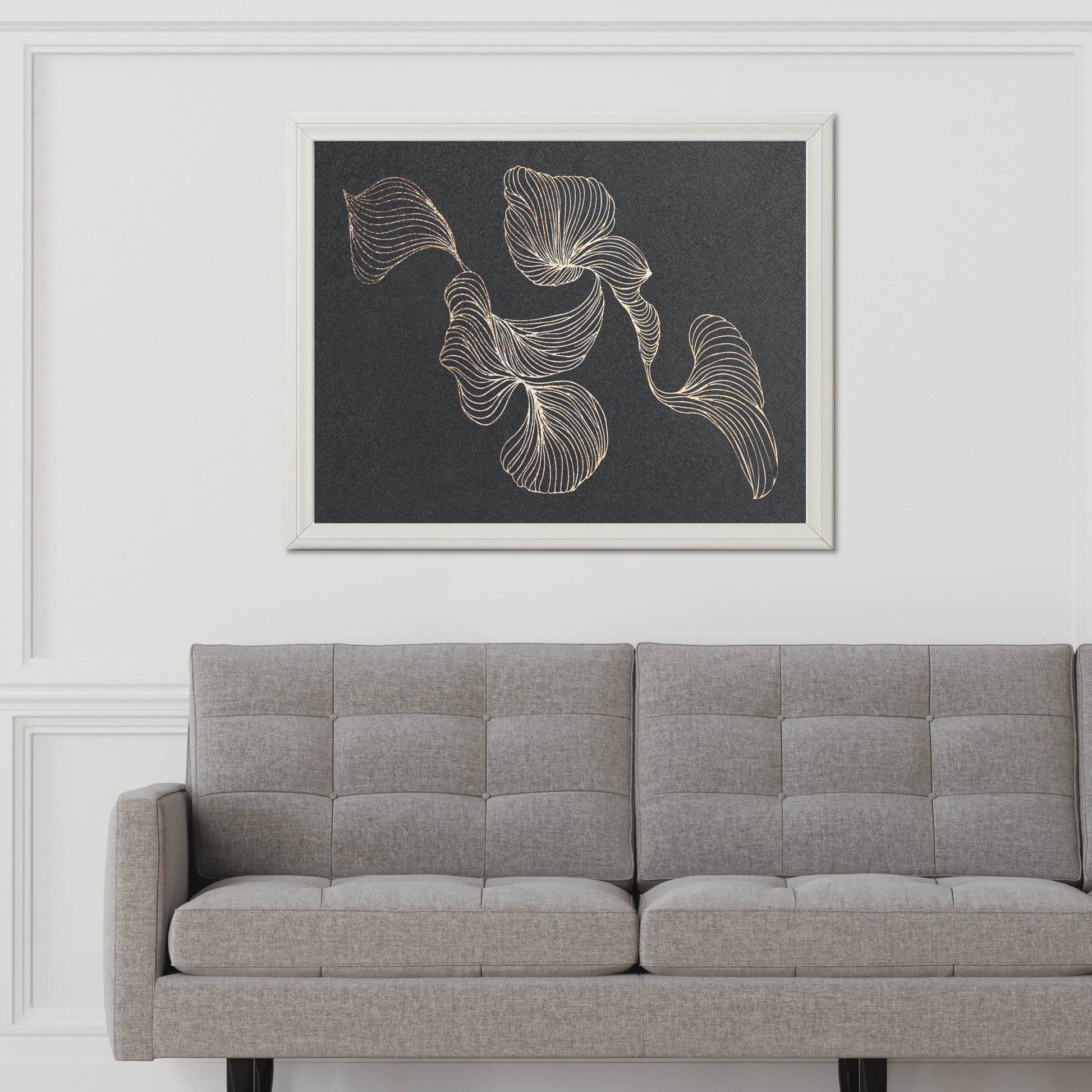 Golden Swirl Lines Design Wall Art - beink online art store