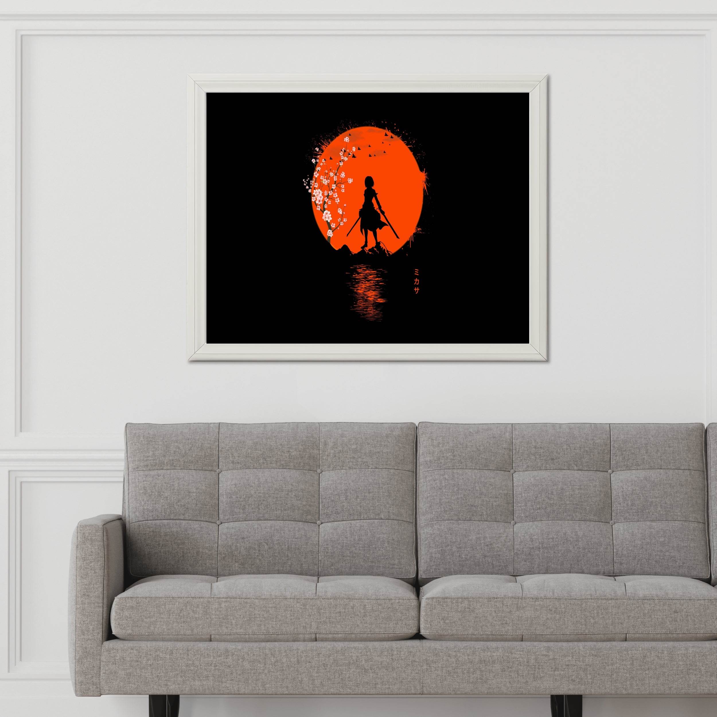 Mikasa Ackerman, Attack on titan, Black Blackground Anime Wall Art - beink online art store