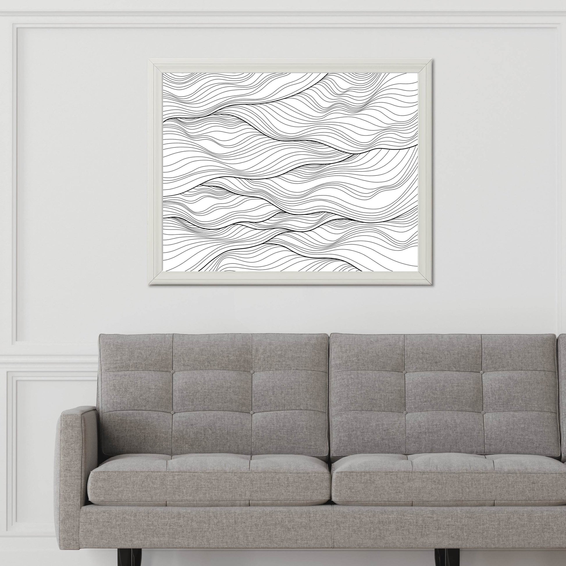 Black Thread Waves Abstract Wall Art - beink online art store