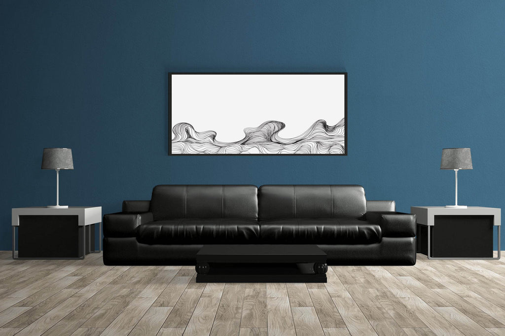 Handdrawn Thin Waves Abstract Wall Art - beink online art store