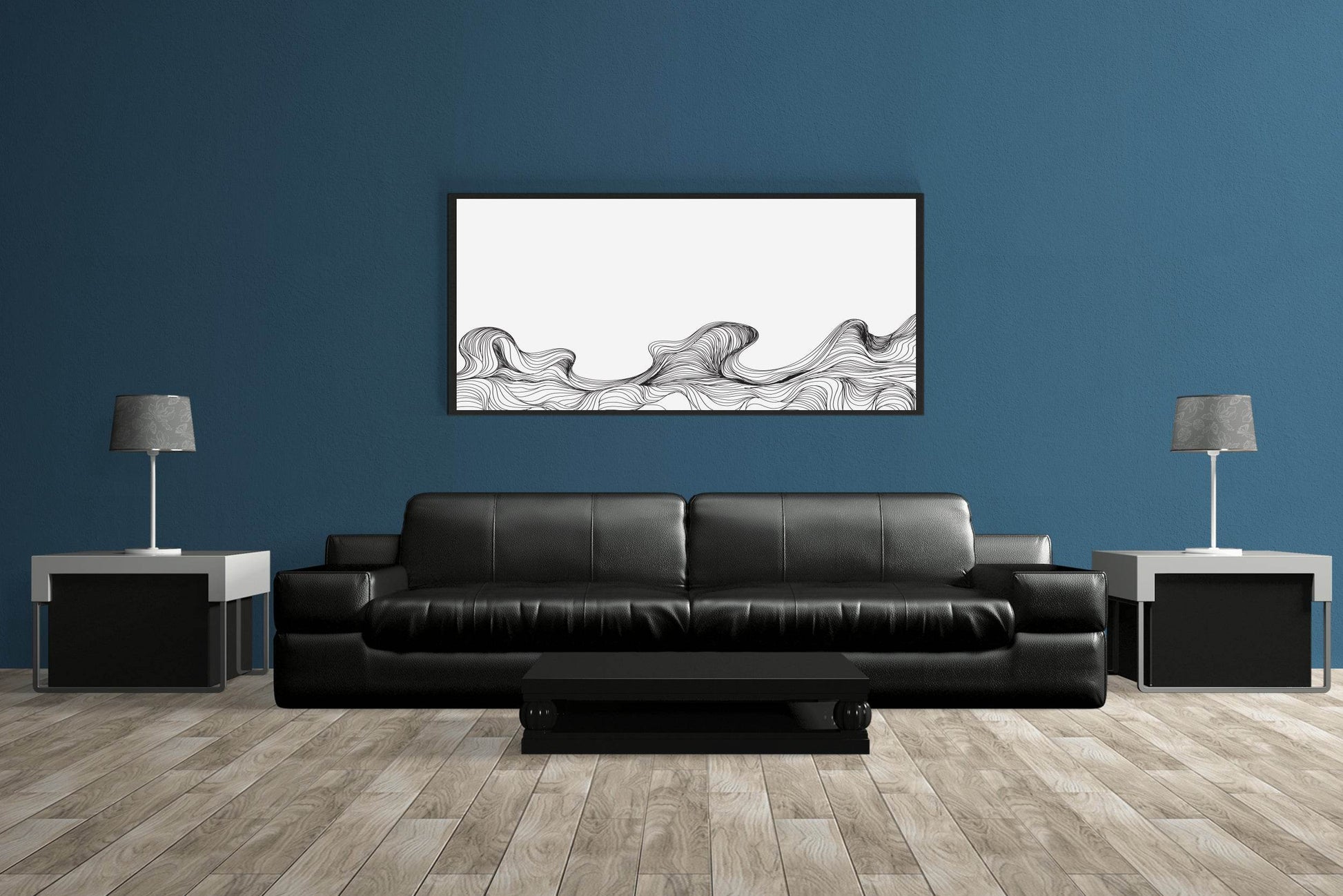 Handdrawn Thin Waves Abstract Wall Art - beink online art store