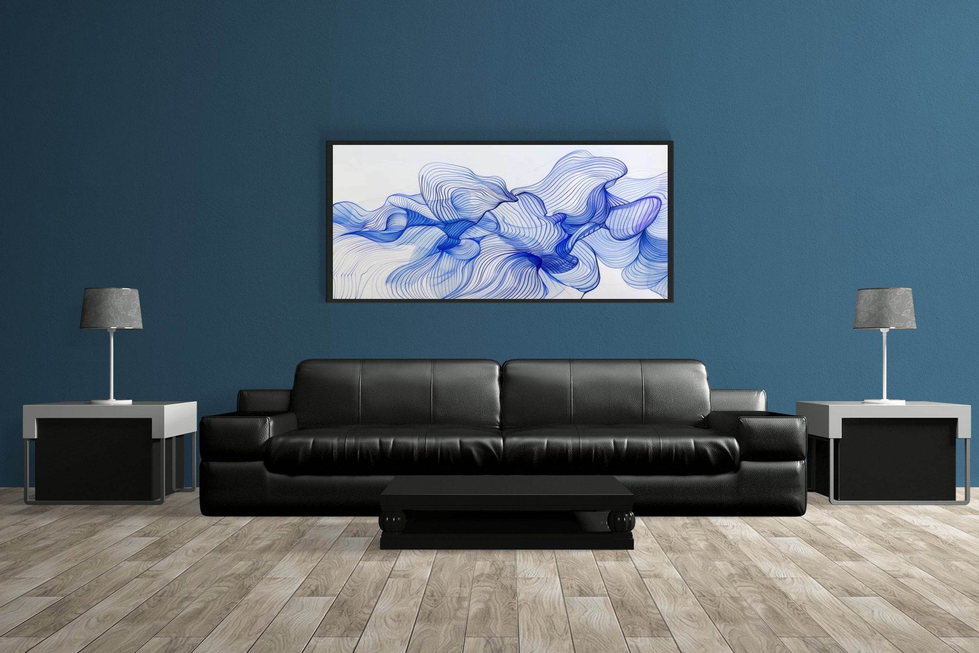 Blue Flower Petals Abstract Wall Art - beink online art store