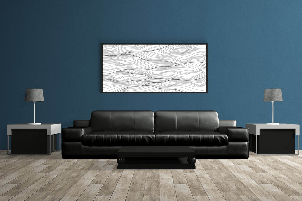 Black Thread Waves Abstract Wall Art - beink online art store