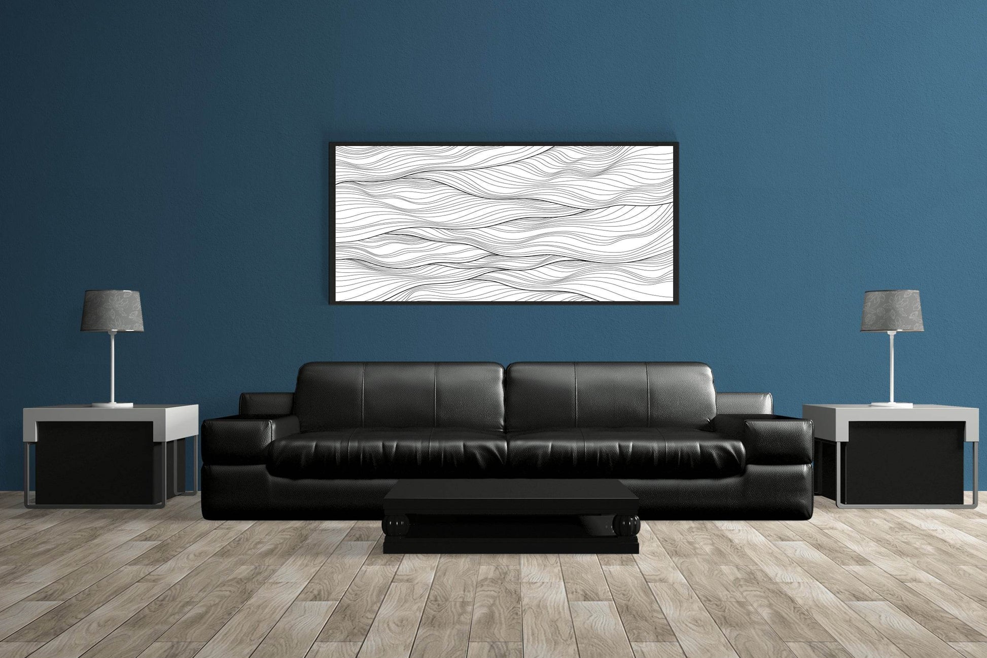 Black Thread Waves Abstract Wall Art - beink online art store