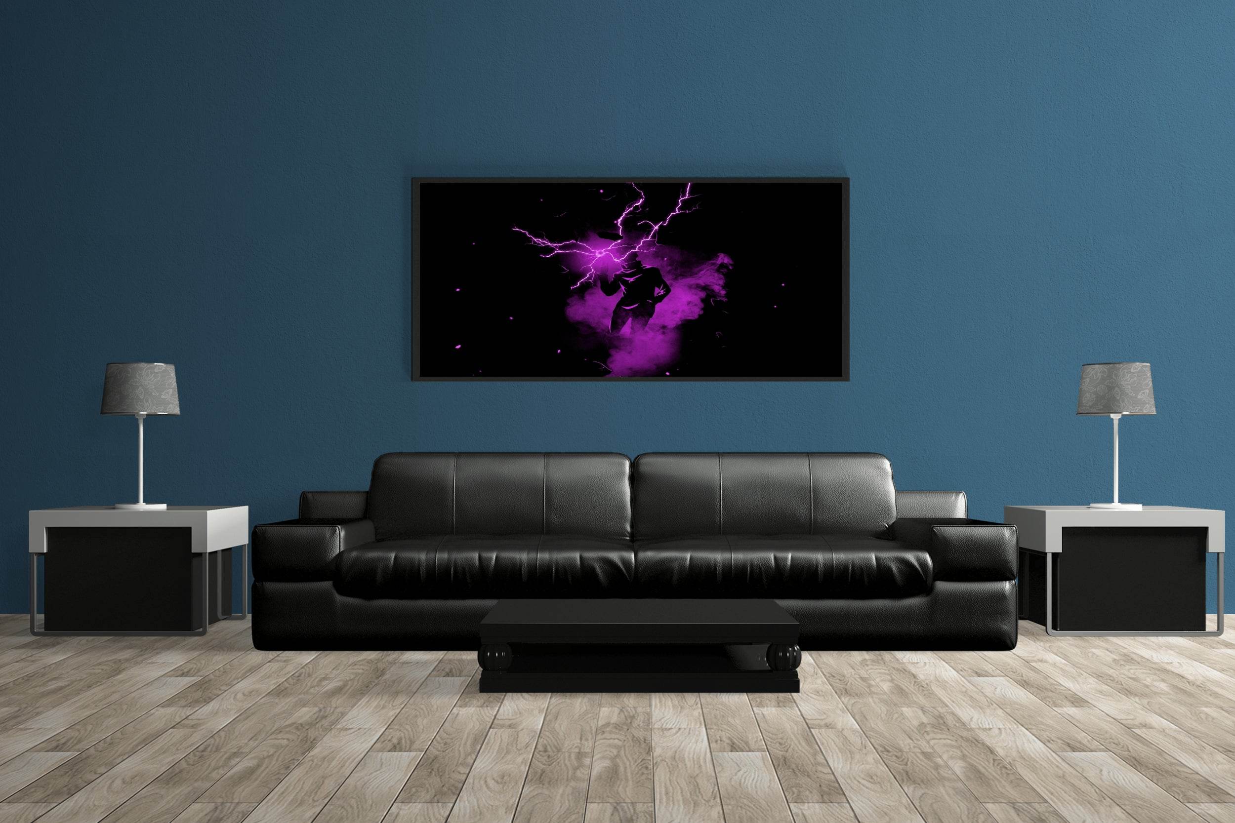 Black And Dark Satoru Gojo Lightning Anime Wall Art - beink online art store