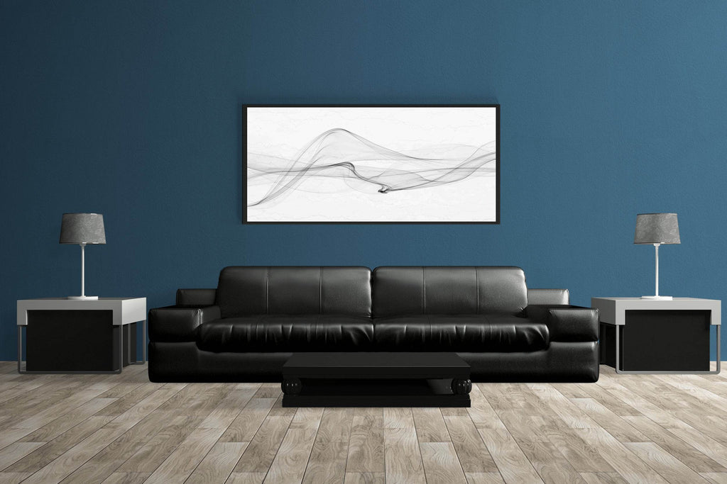 Wavy Black Net With White Background Abstrat Wall Art - beink online art store