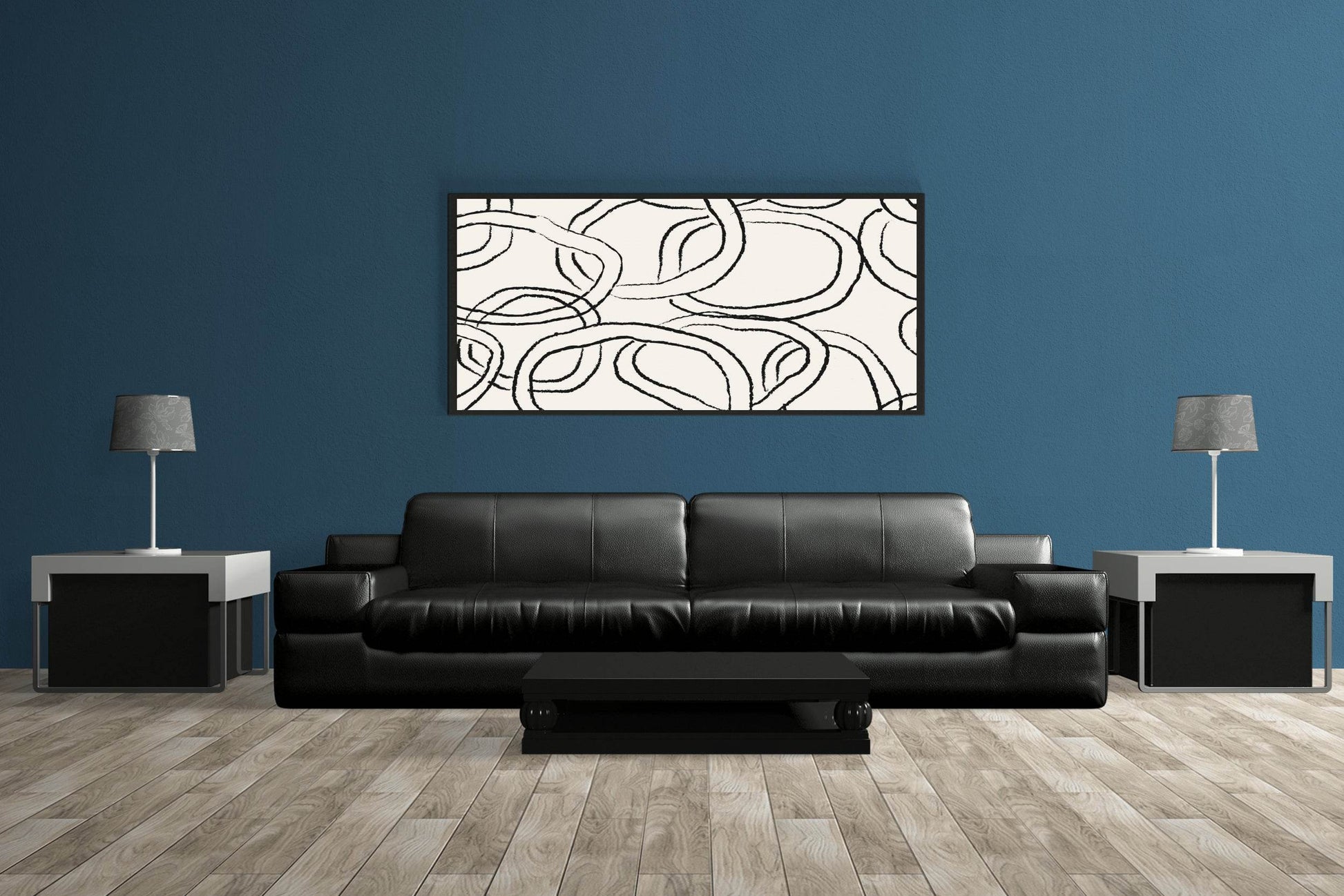 Black Leaf Pattern Abstract Wall Art - beink online art store