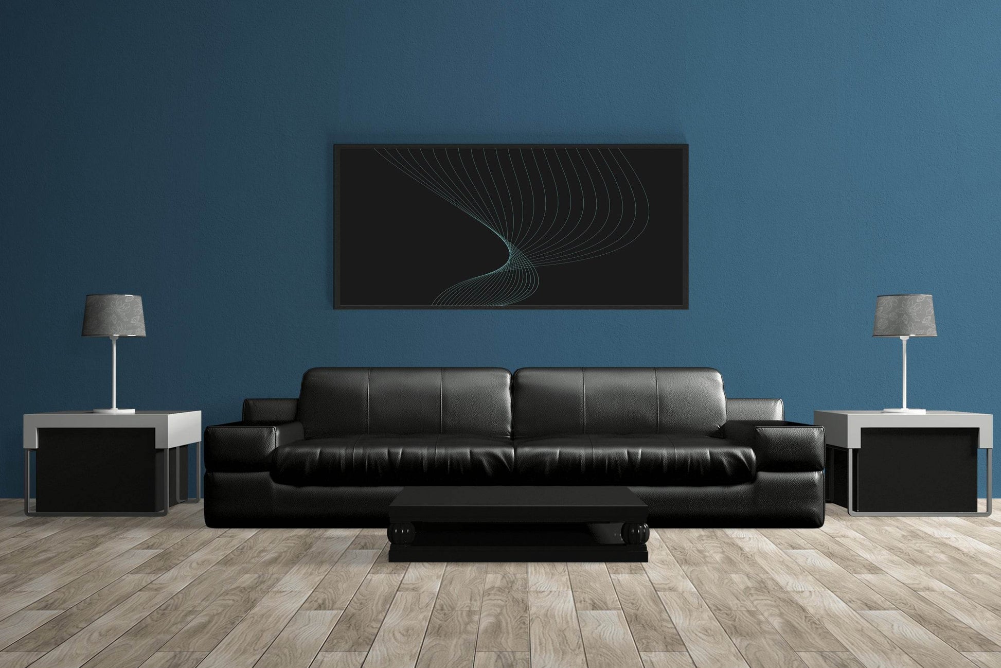 Green Color Technology Waves Abstract Wall Art - beink online art store