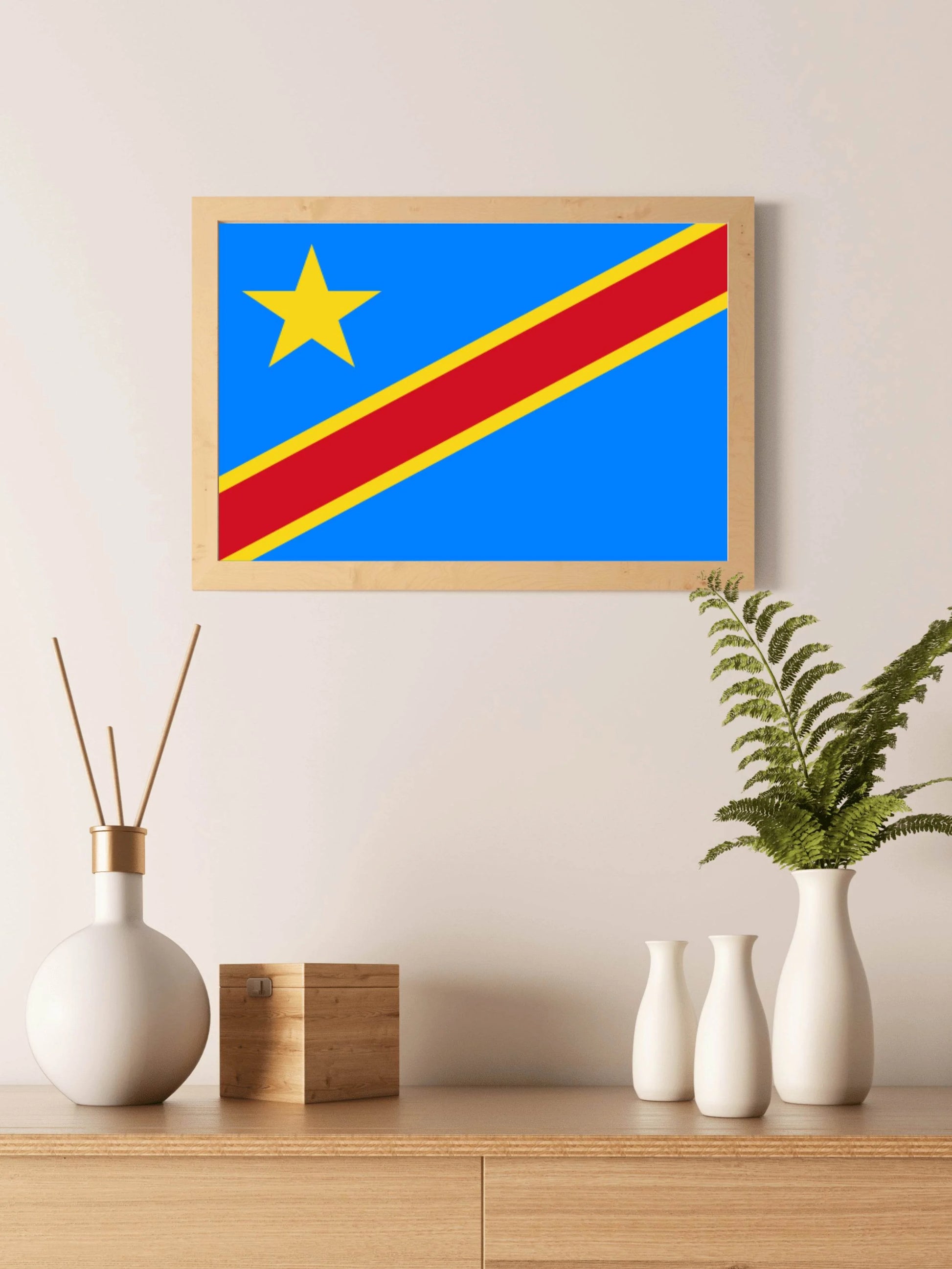 Democratic Republic of the Congo National Flag Wall Art - beink online art store