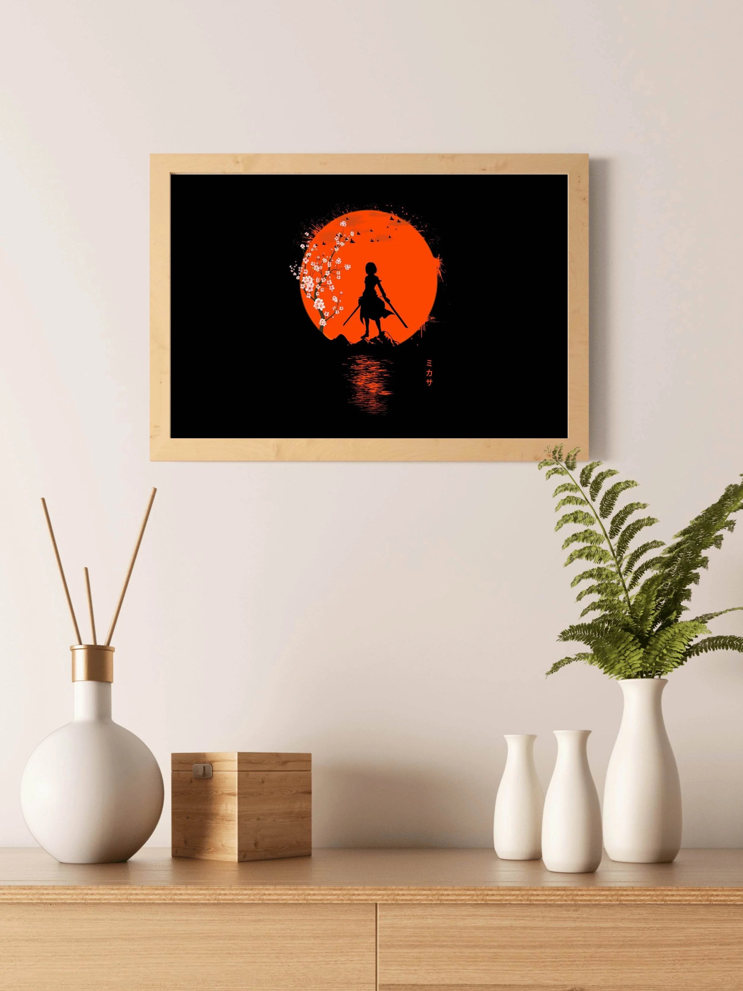 Mikasa Ackerman, Attack on titan, Black Blackground Anime Wall Art - beink online art store