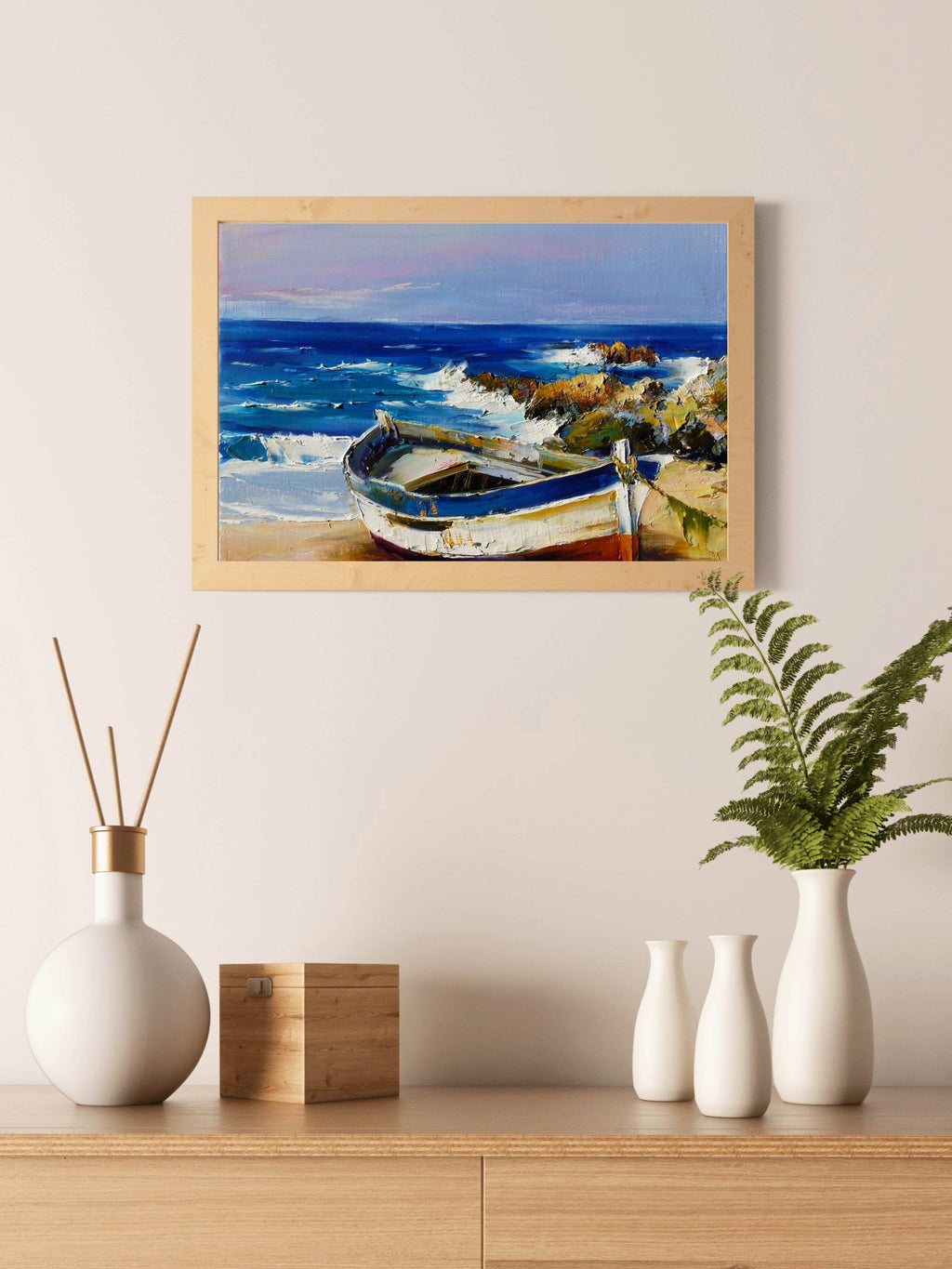 Color Boat on The Beach Wall Art - beink online art store