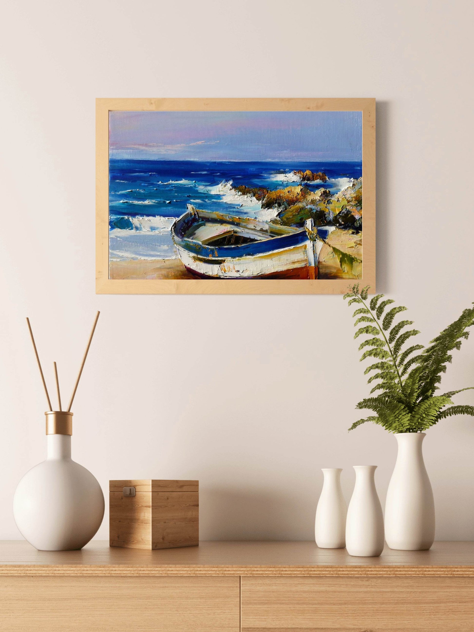 Color Boat on The Beach Wall Art - beink online art store