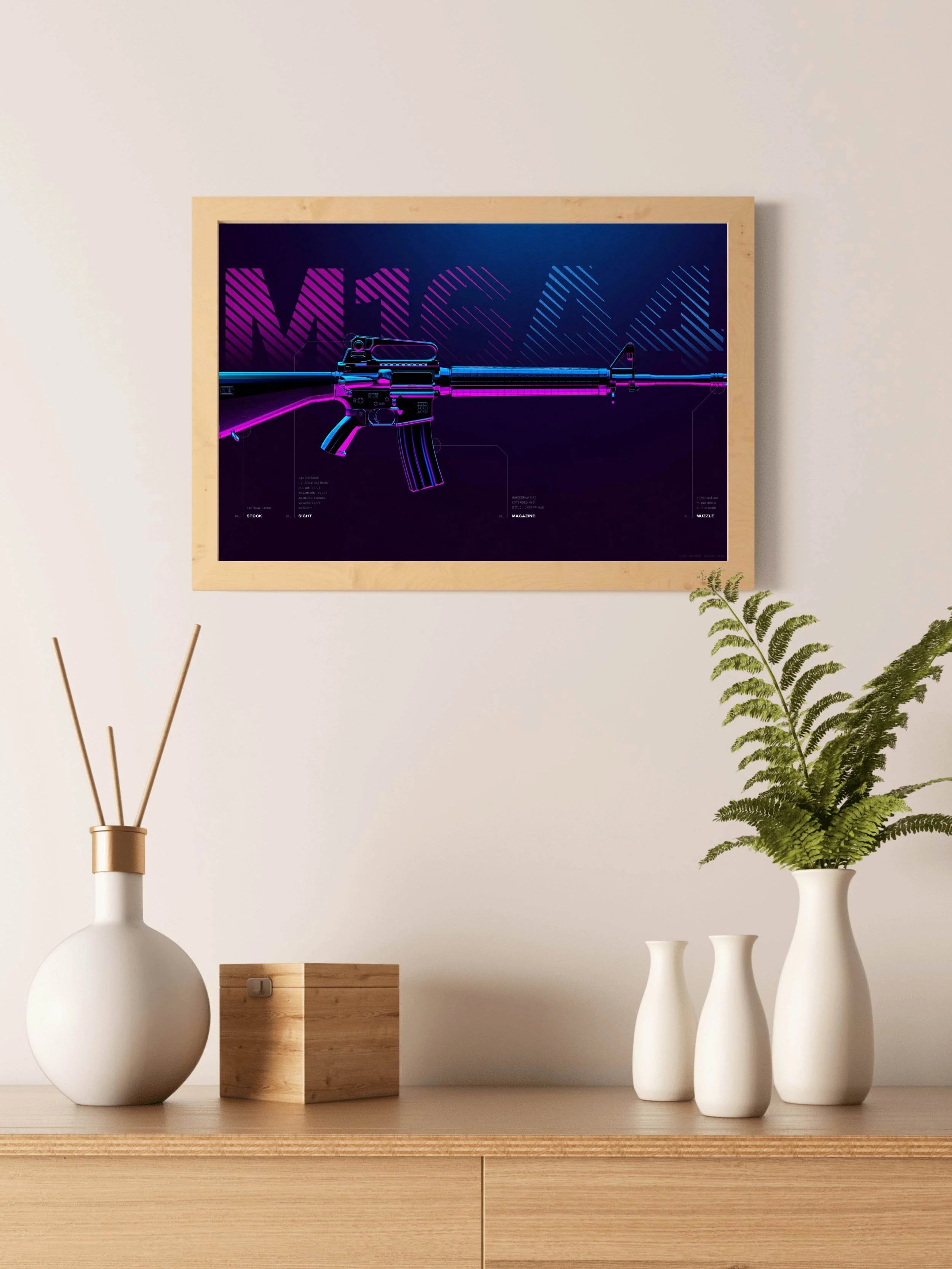 Custom M16 Gaming Wall Art - beink online art store