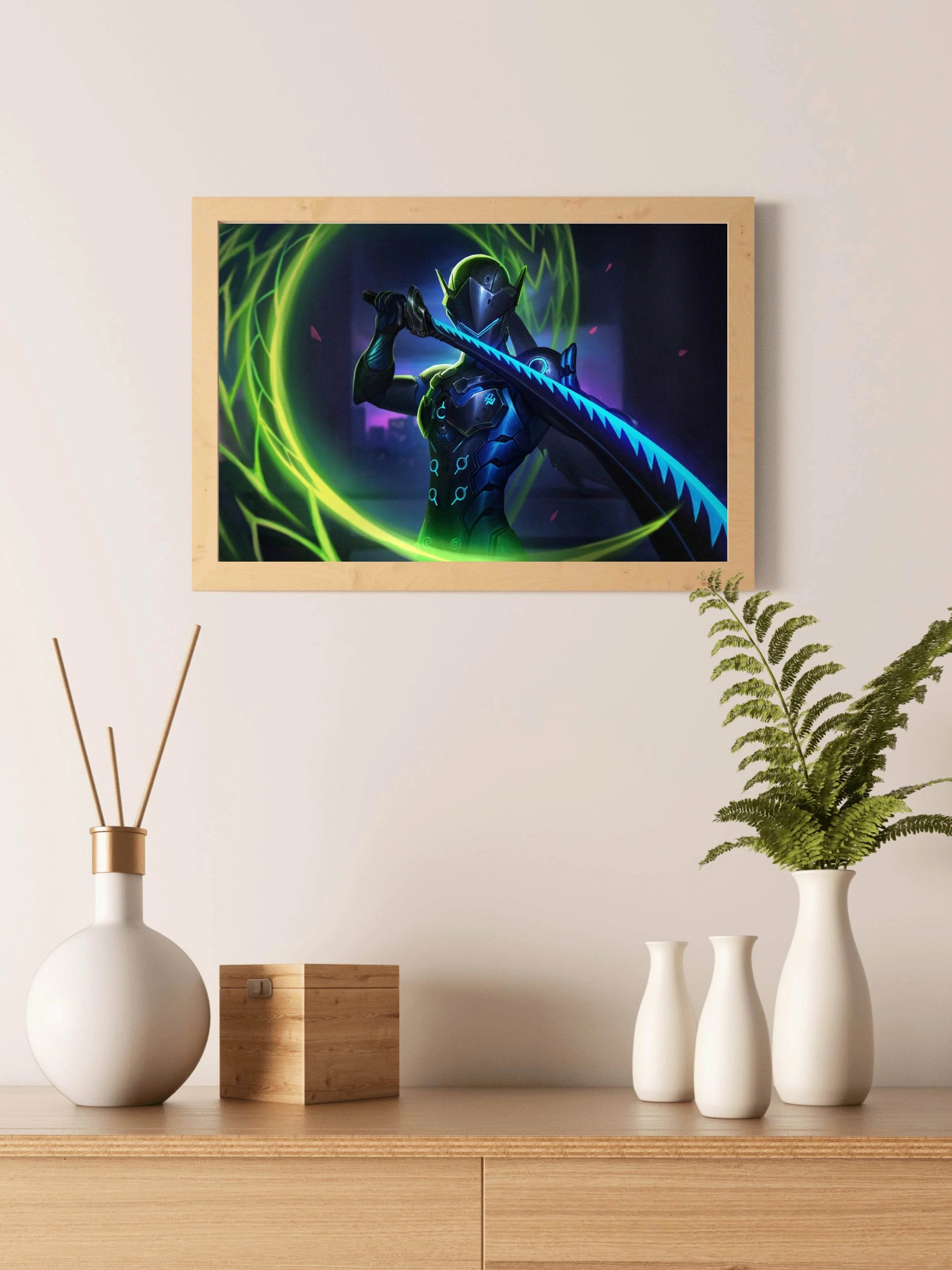 Neon Genji Overwatch Gaming Wall Art - beink online art store