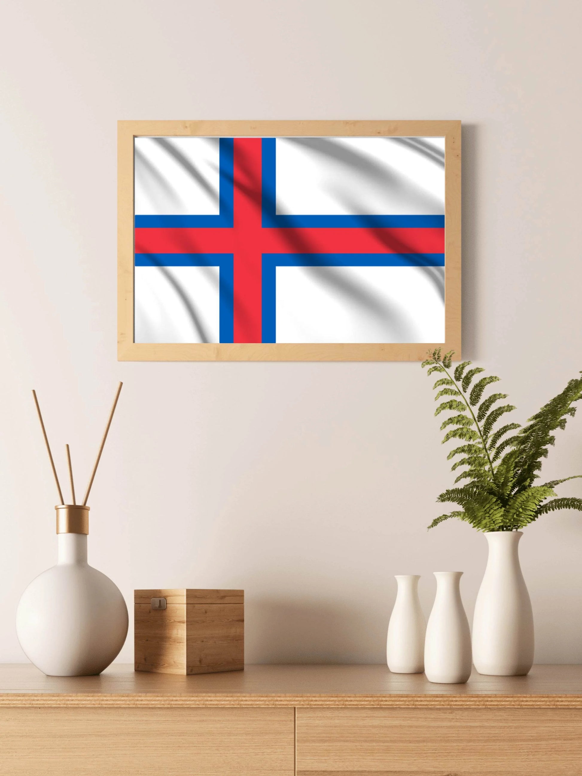 Faroe Islands National Flag Wall Art - beink online art store