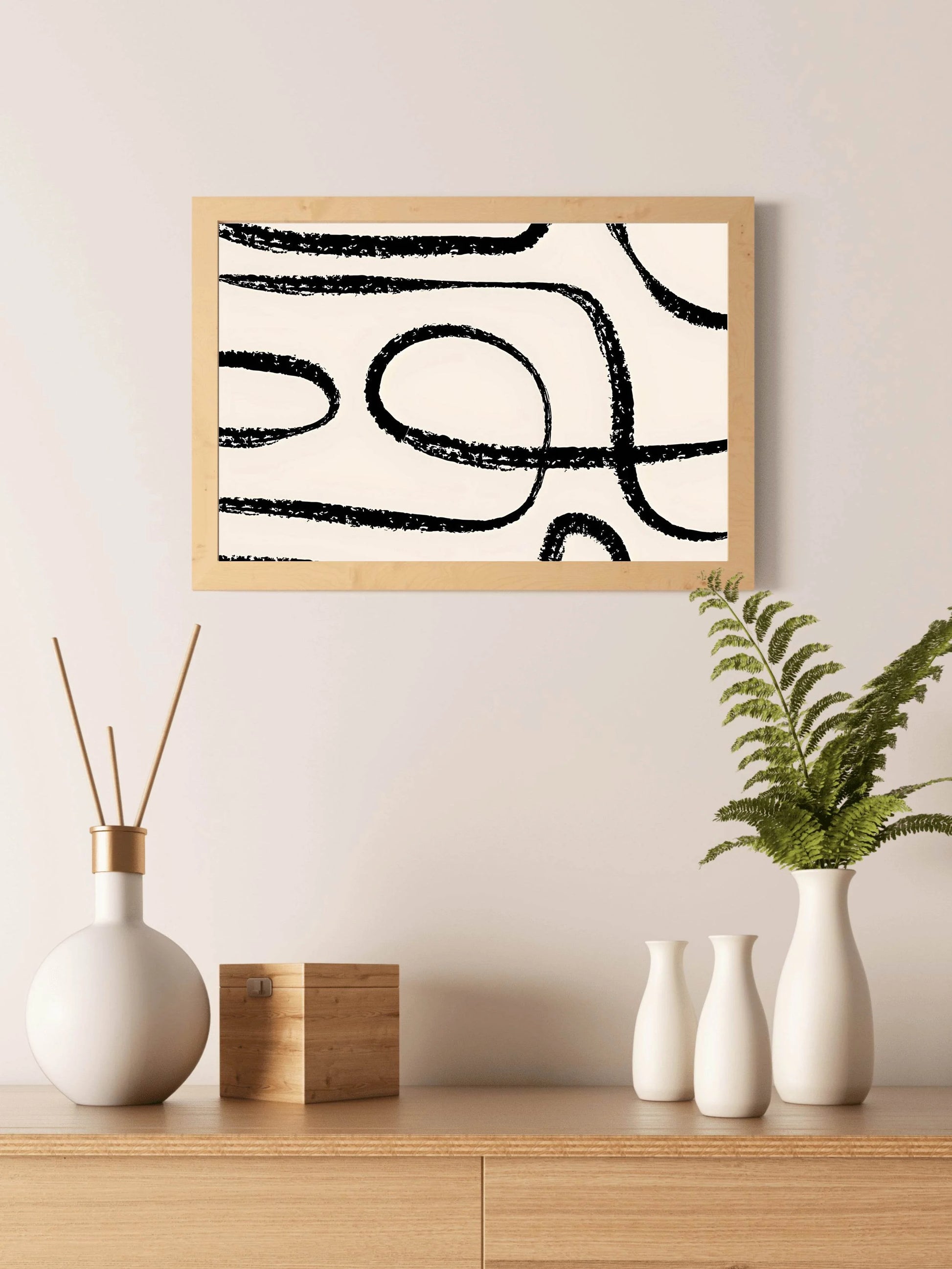 Black Ink Trails Modern Wall Art - beink online art store