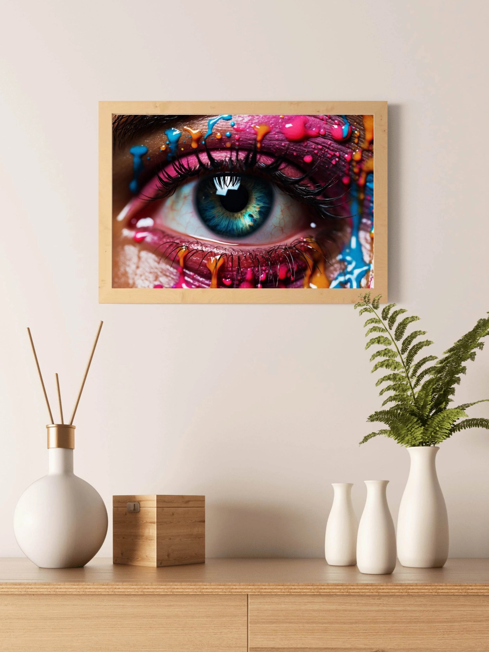 An Eye With Colorful Paint Splash Digital Art - beink online art store