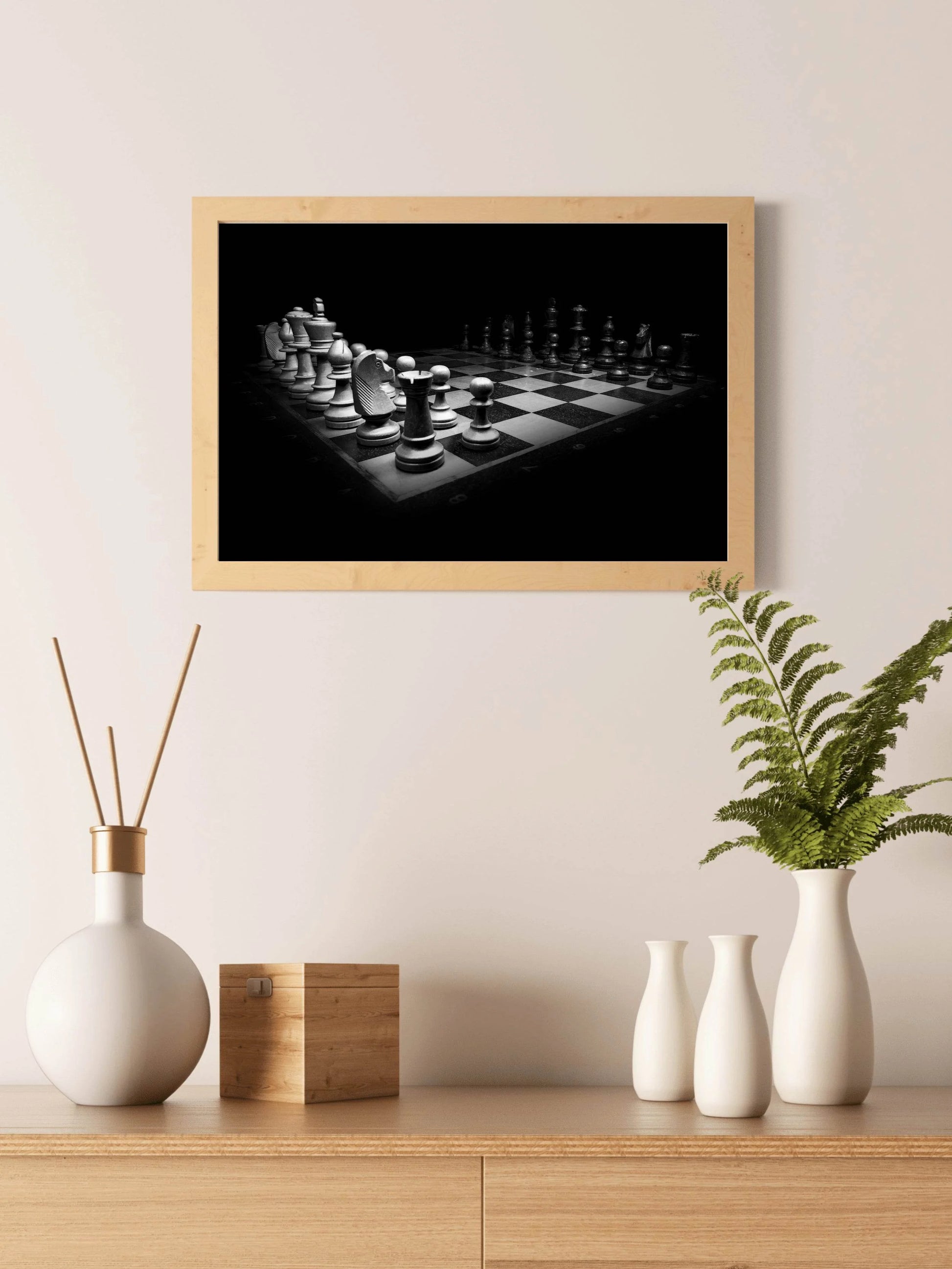 Chess Board Black & White Wall Art - beink online art store