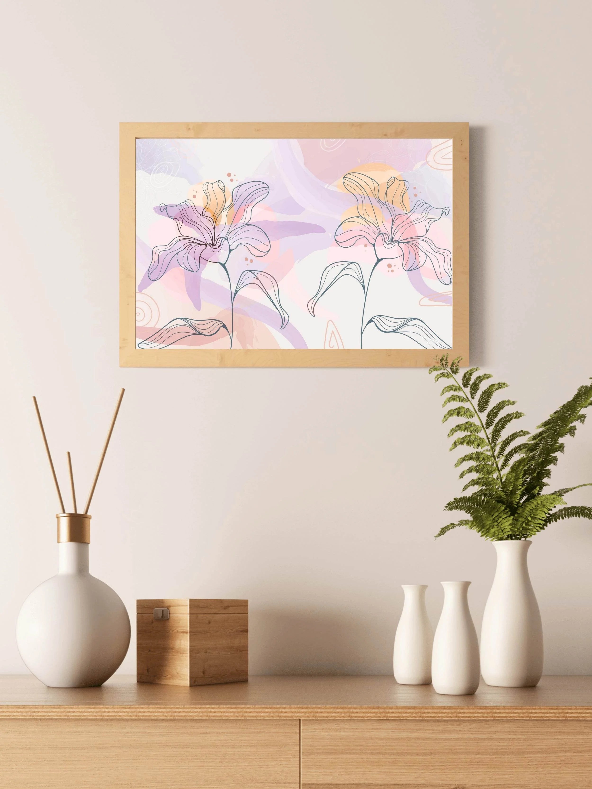 Linear Alstroemeria Flower Wall Art - beink online art store