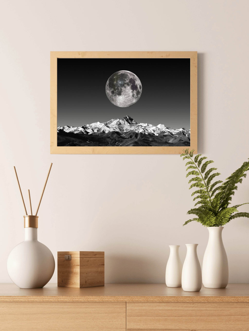 Full Moon Black & White Wall Art - beink online art store
