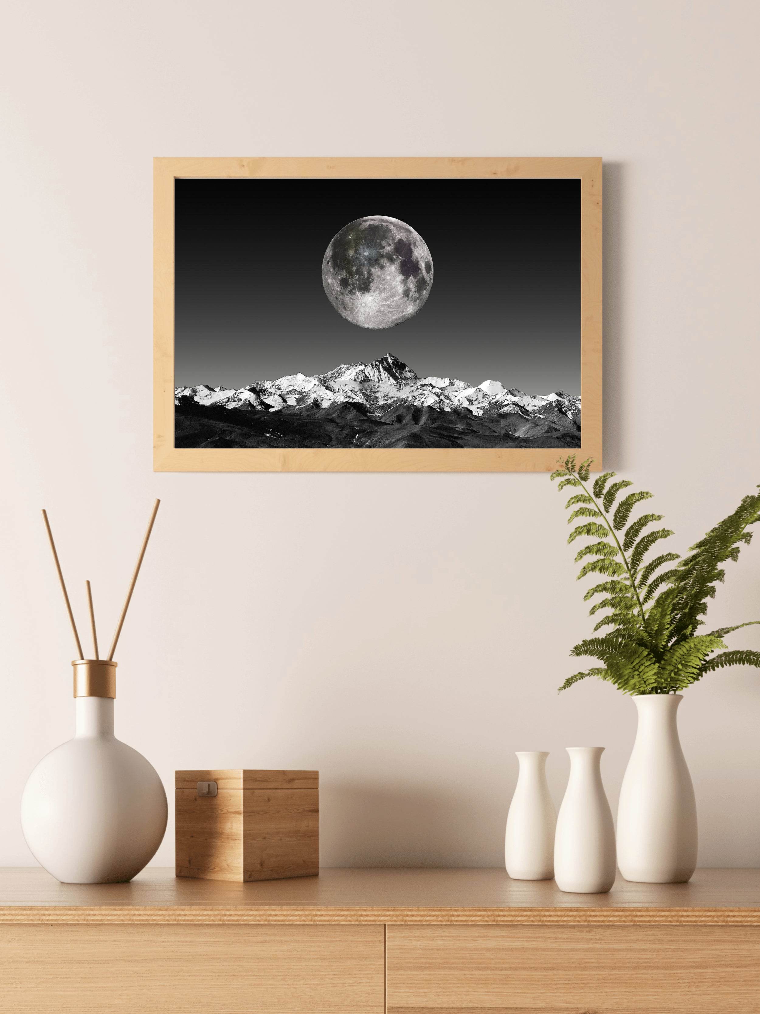 Full Moon Black & White Wall Art - beink online art store